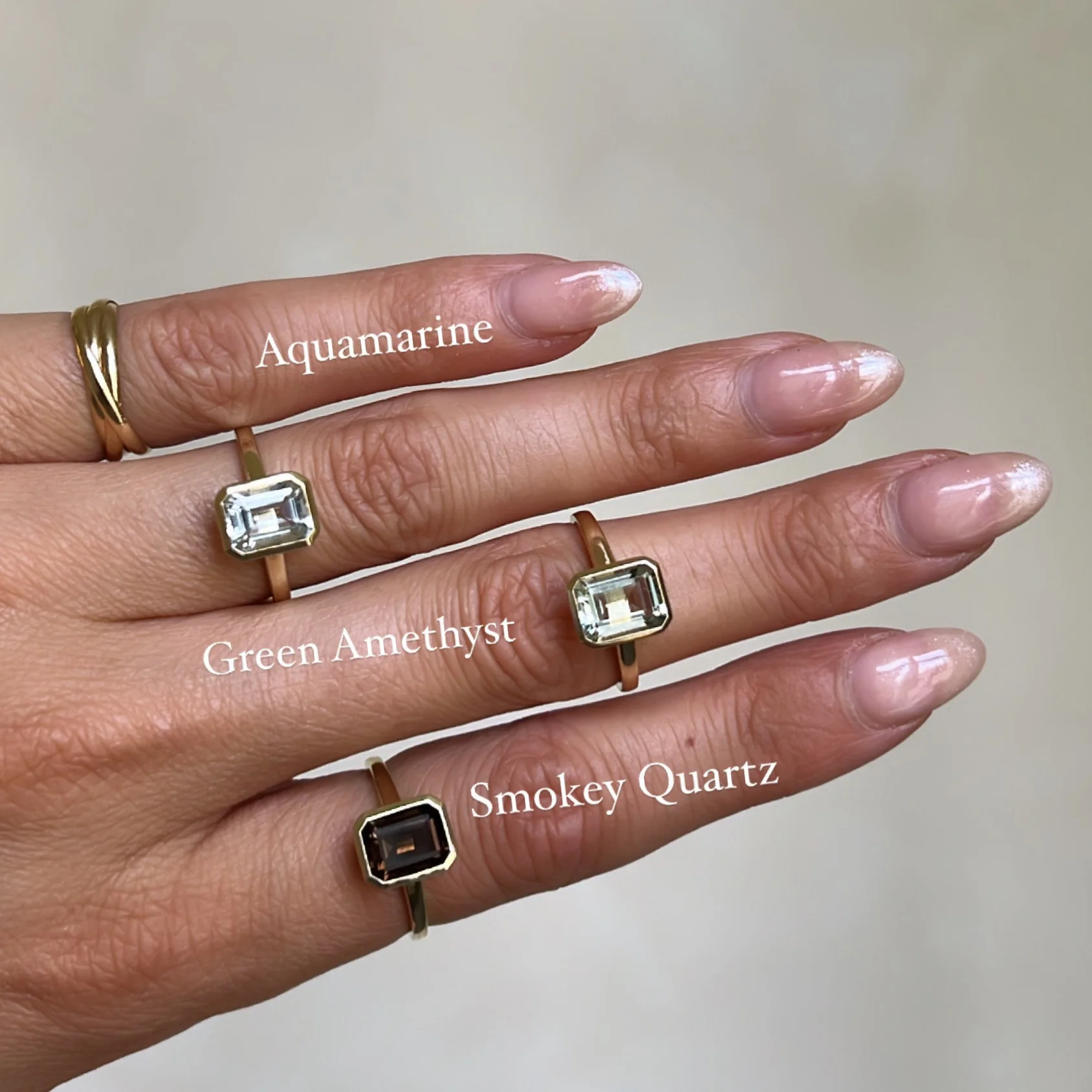 Green Amethyst Bezel Ring - Image 7