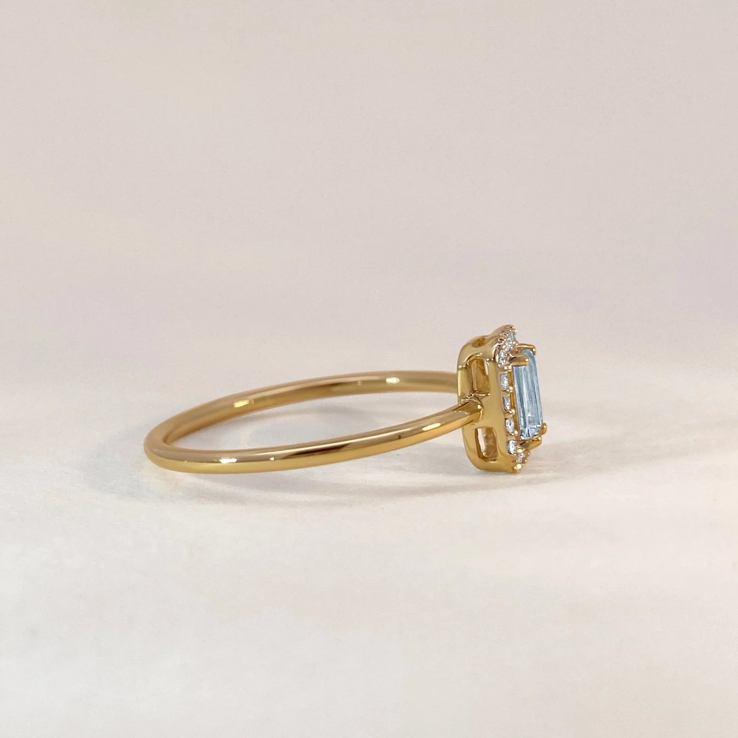 Aquamarine & Diamond Halo Ring - Image 3