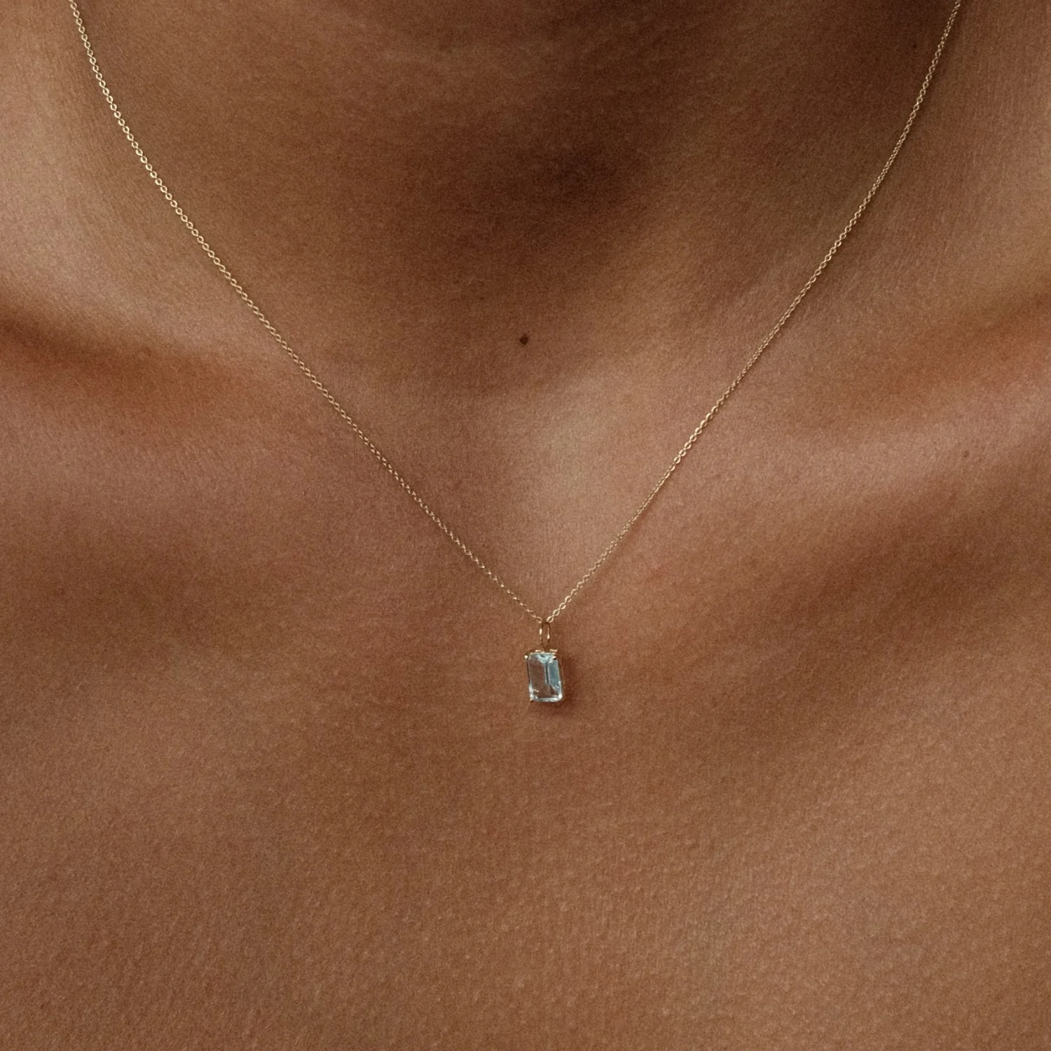 Blue Topaz Baguette Pendant - Image 2