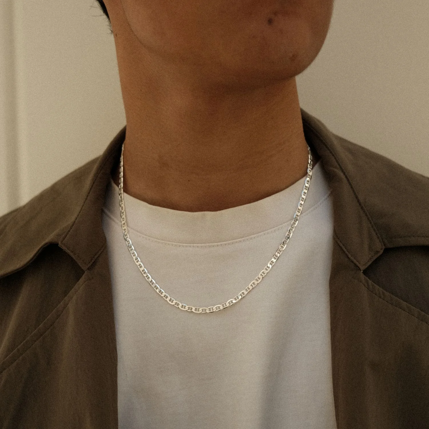 Bold Anchor Chain Necklace Silver