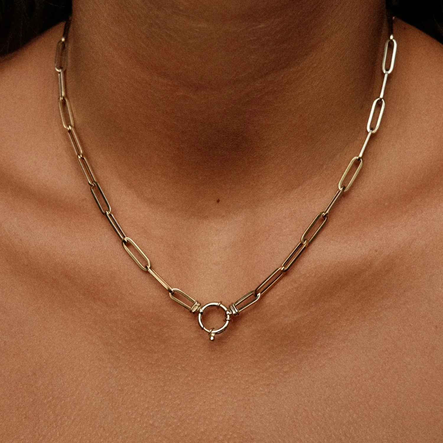 Bold Paperclip Necklace with Springlock - Image 2