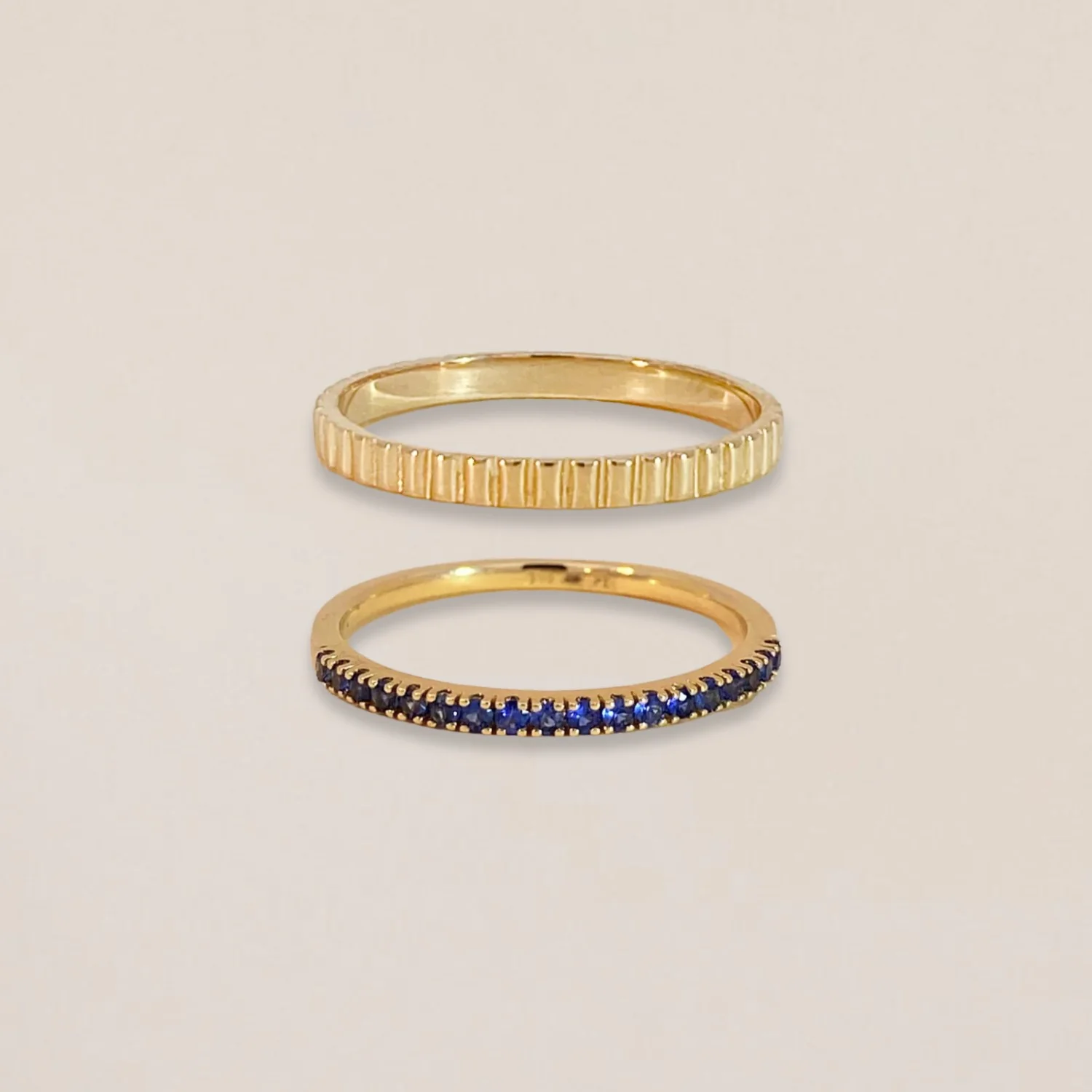 Contour & Sapphire Row Ring Set