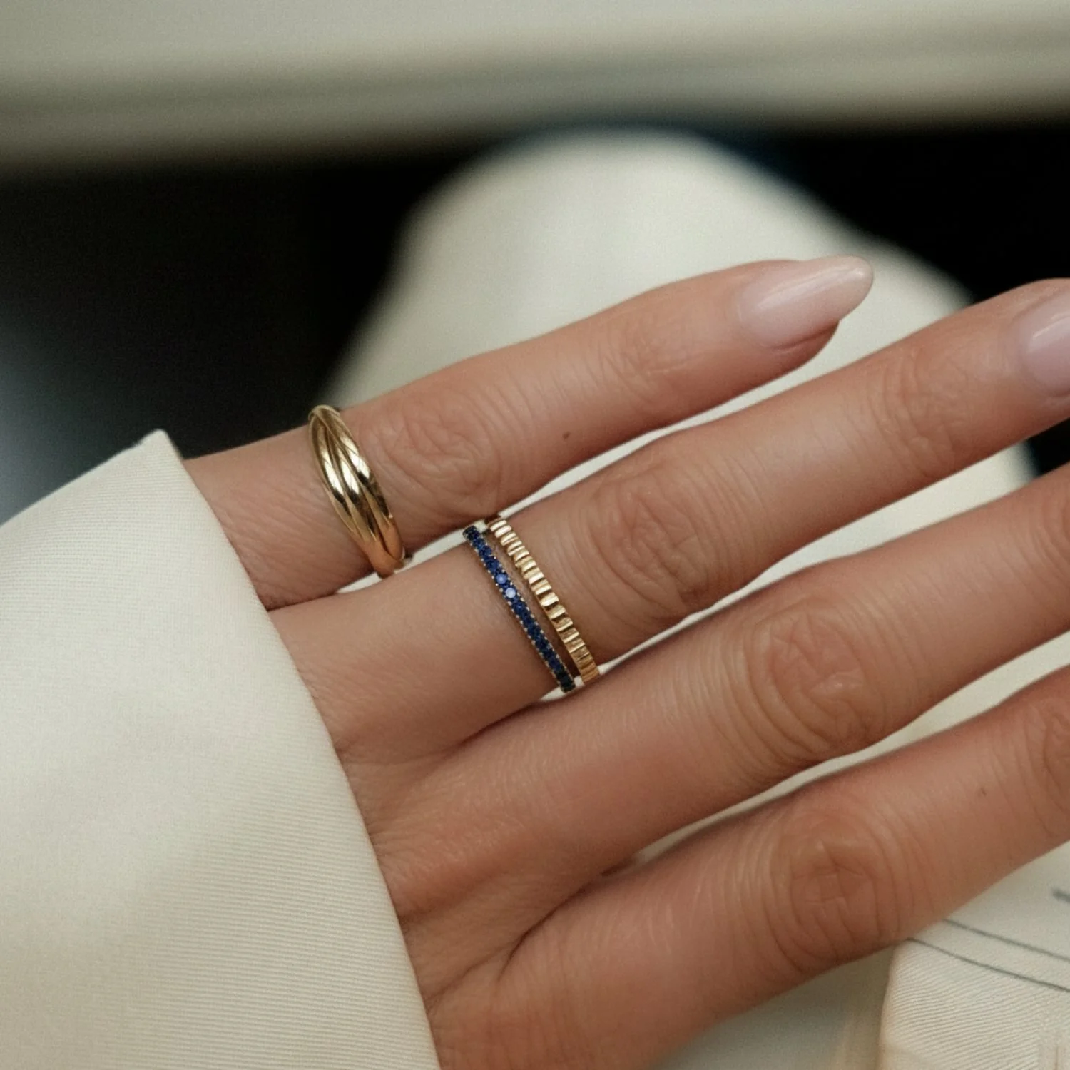 Blue Sapphire Row Ring - Image 2
