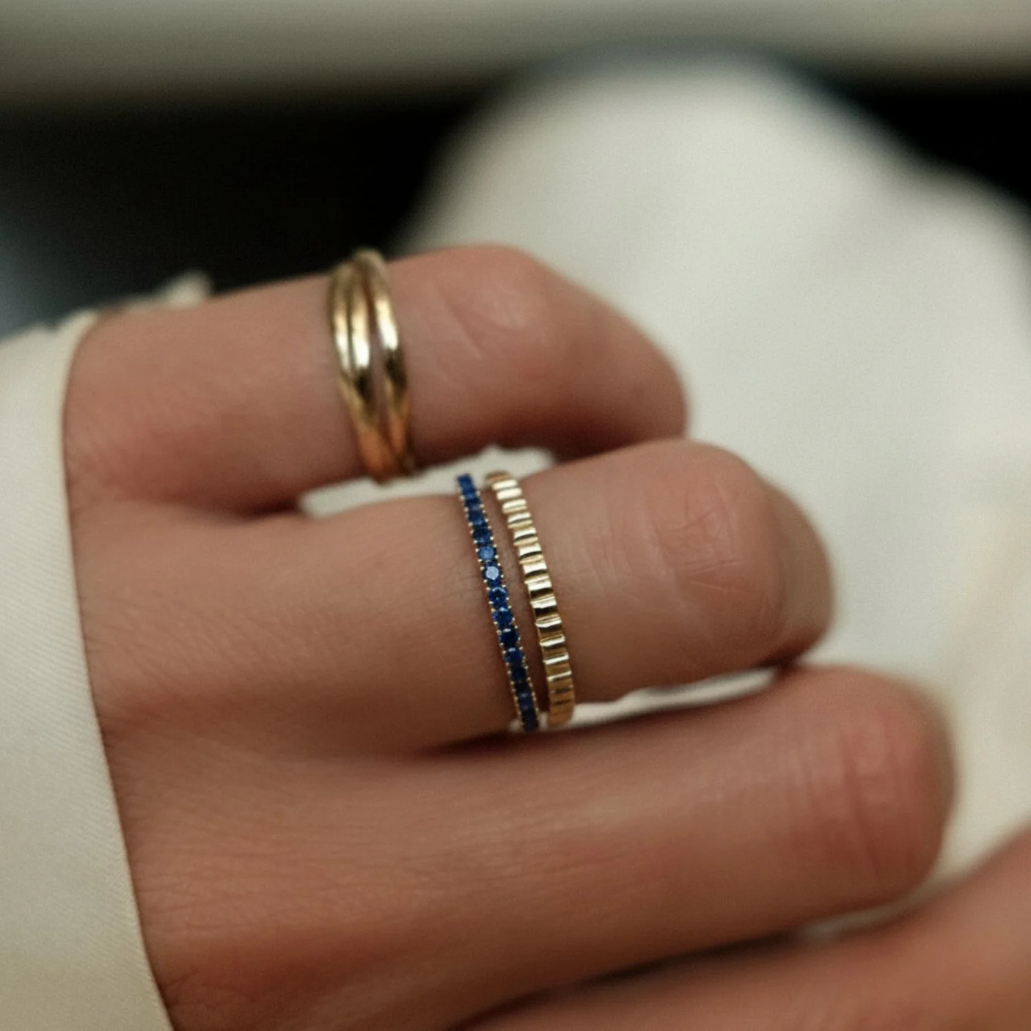 Blue Sapphire Row Ring - Image 4