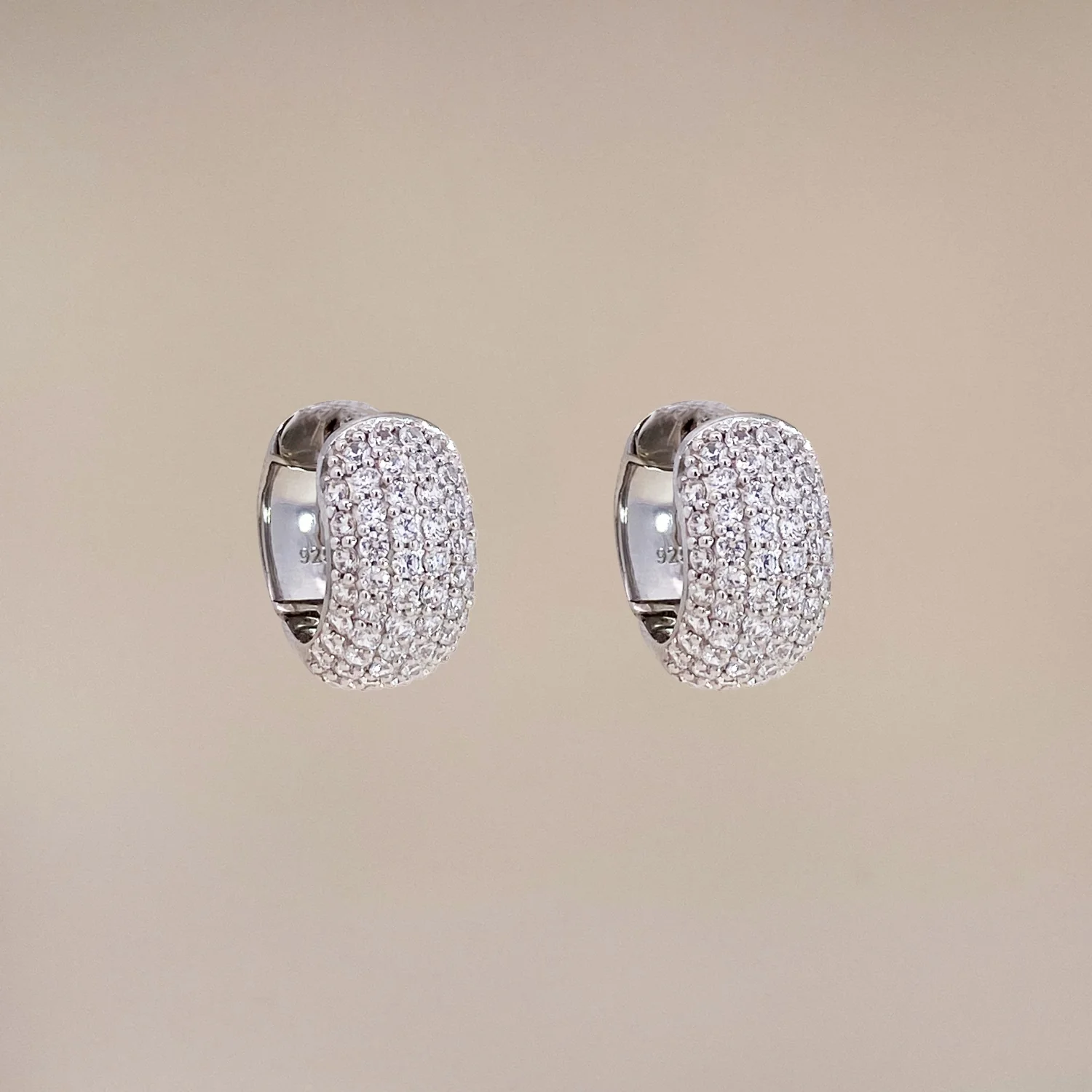 Silver Crystal Chubby Hoops