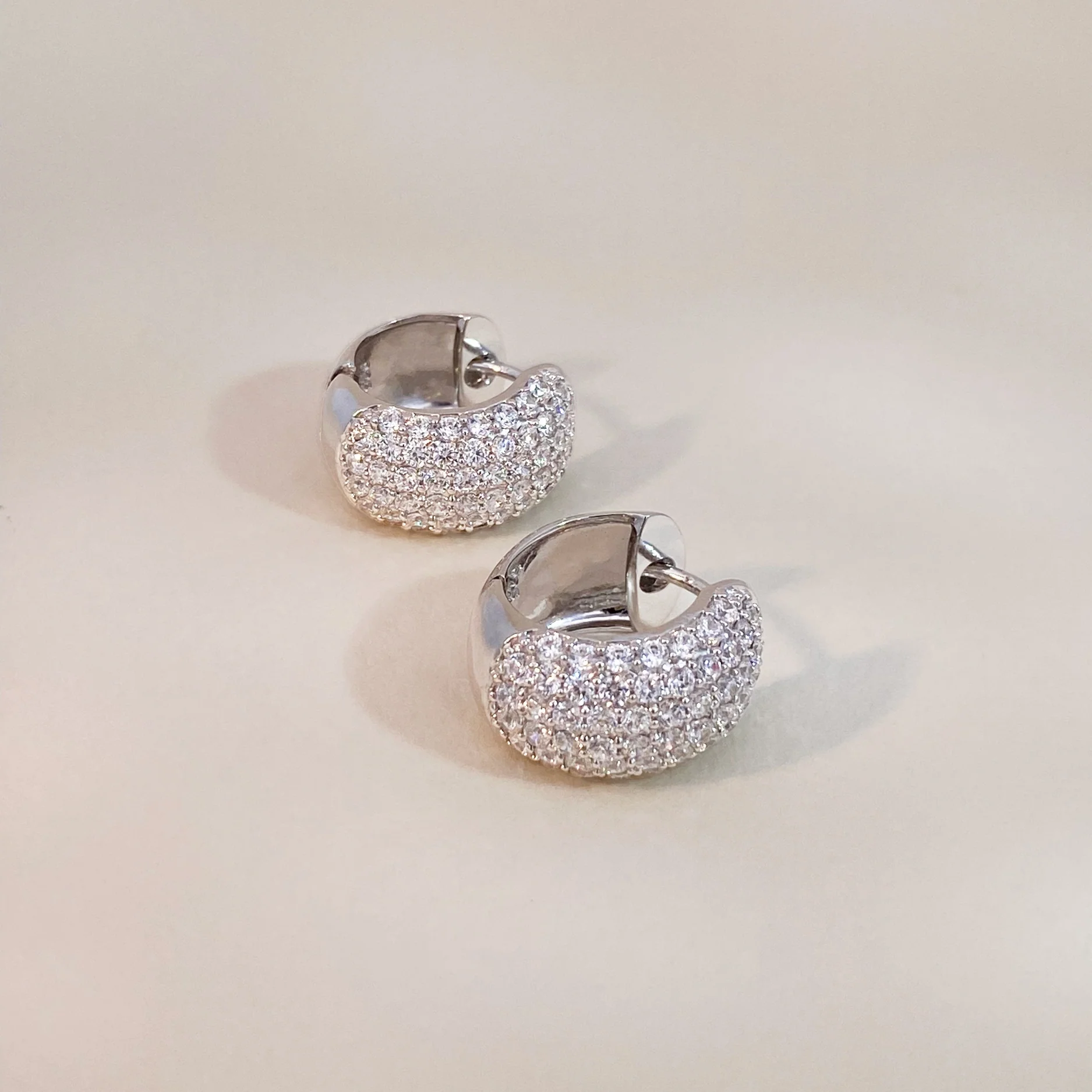 Silver Crystal Chubby Hoops - Image 3
