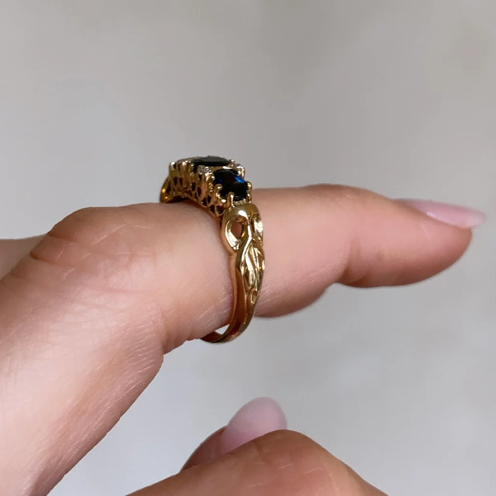 Deep Sapphire Trio Ring - Image 5