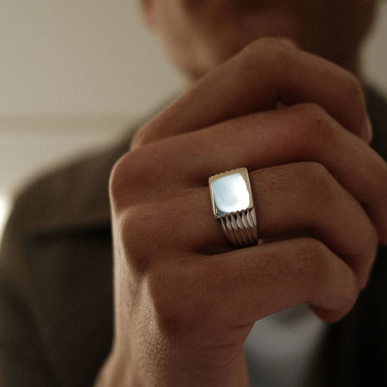 Detailed Signet Ring Silver - Image 5