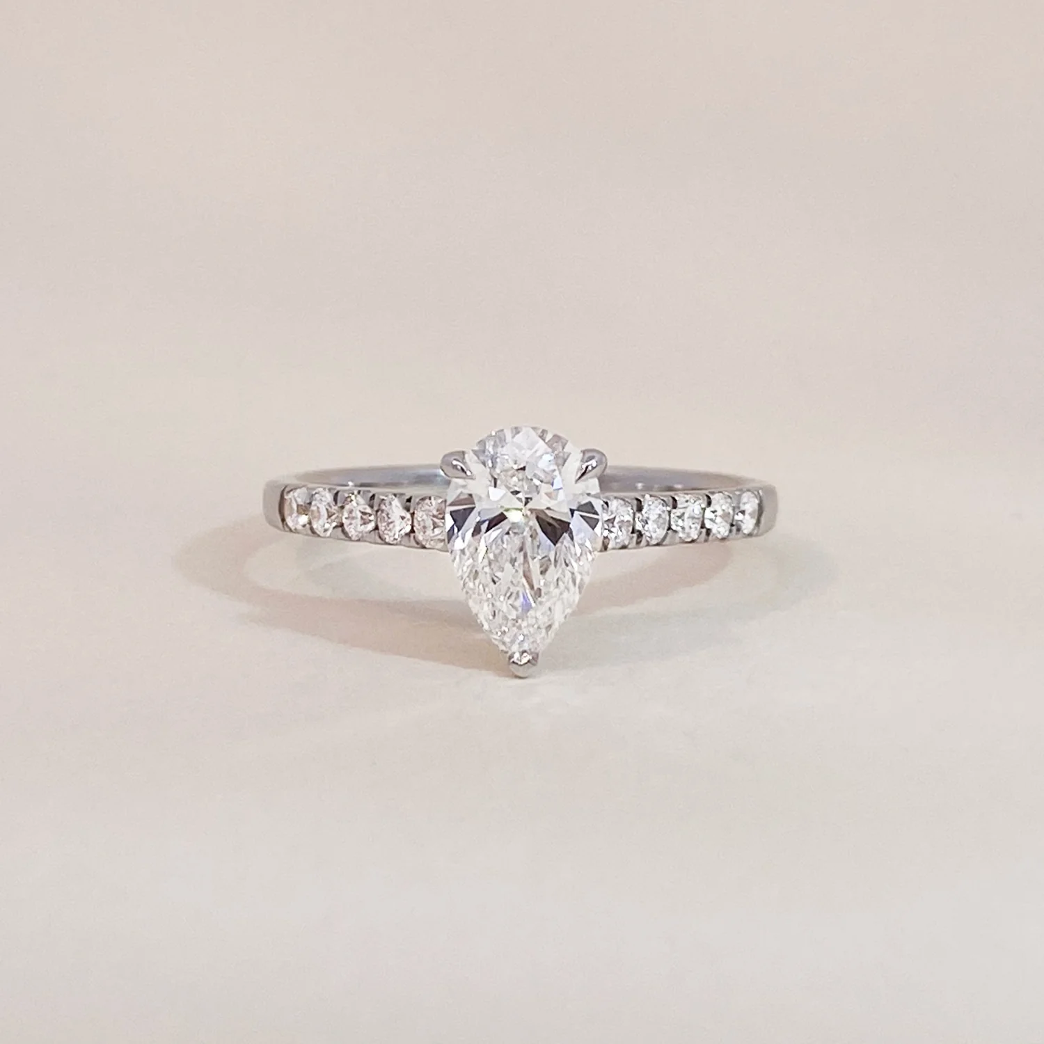 Diamond Drop Ring White Gold