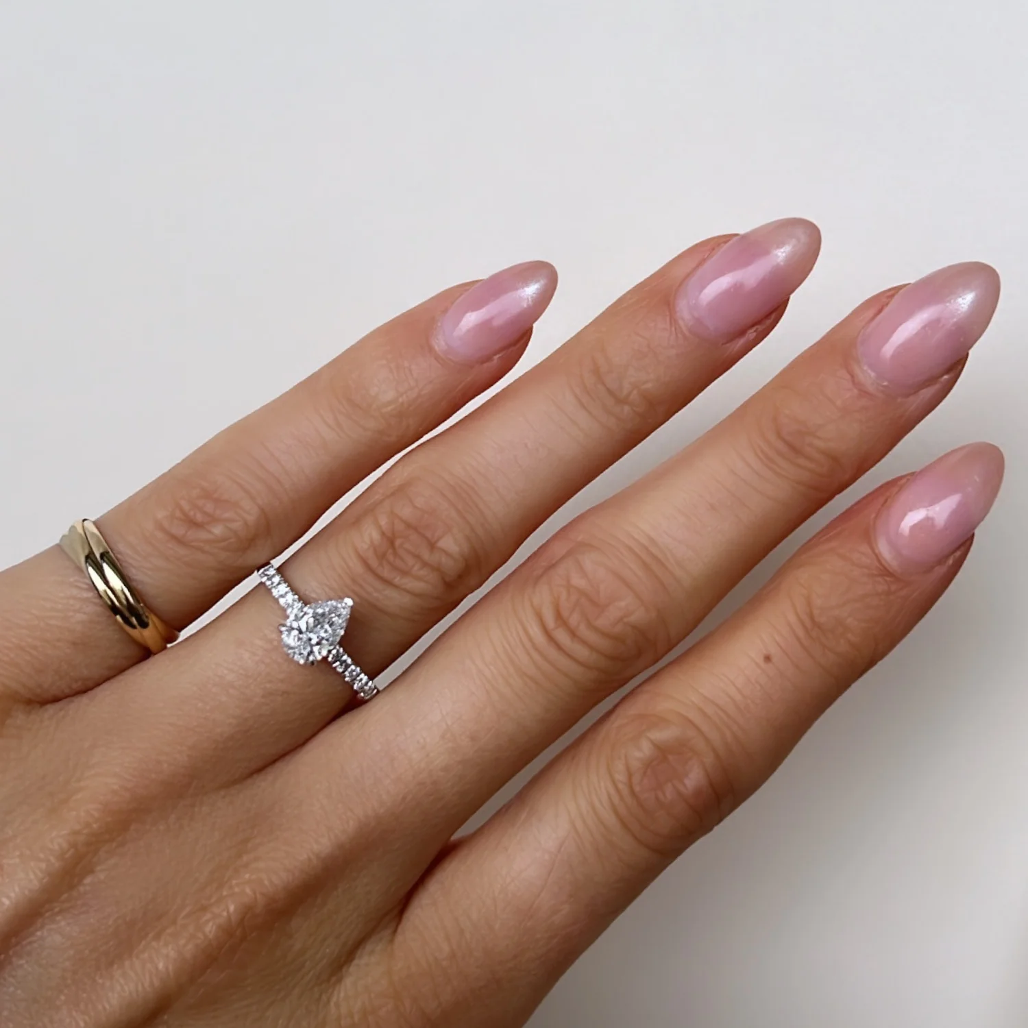 Diamond Drop Ring White Gold - Image 2