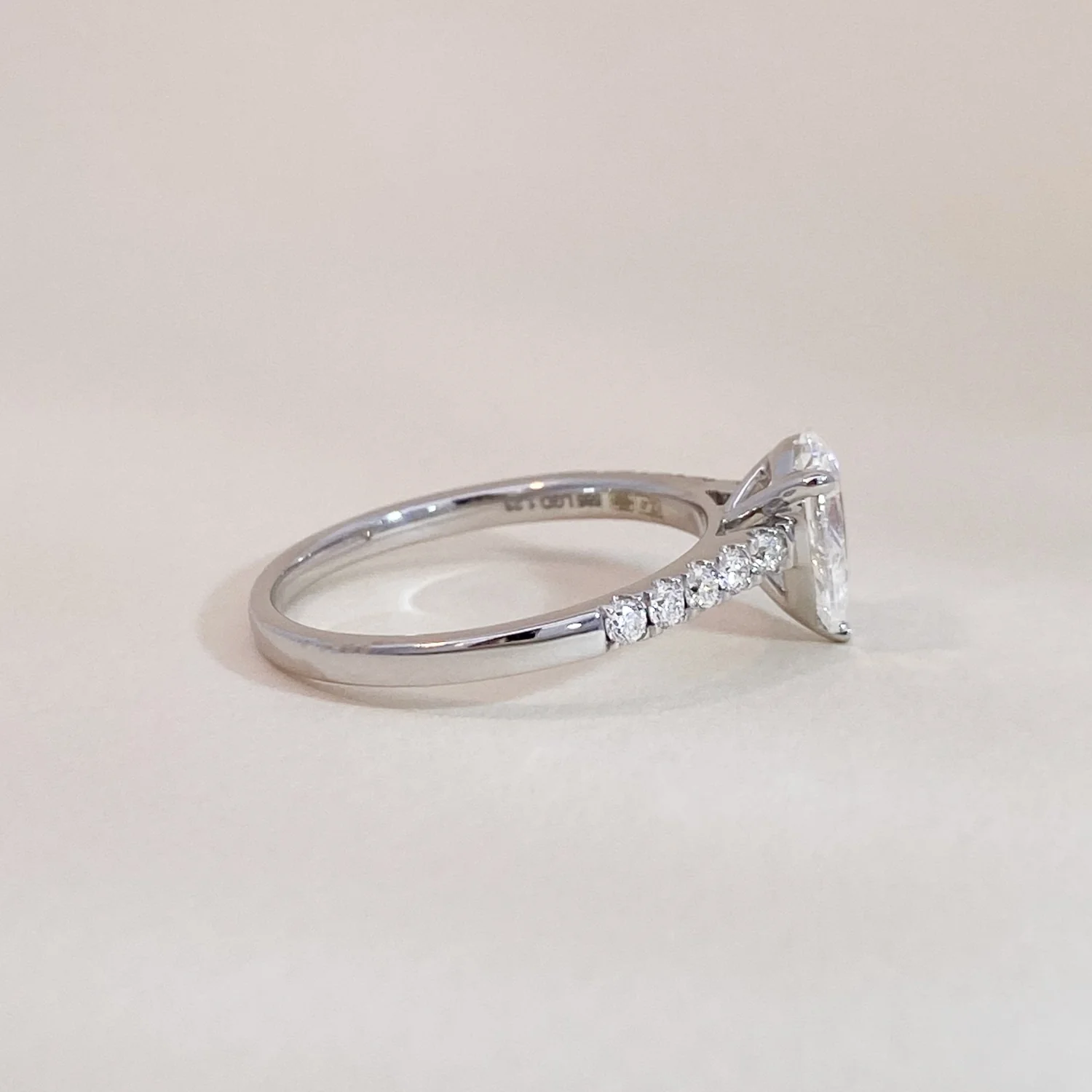 Diamond Drop Ring White Gold - Image 3