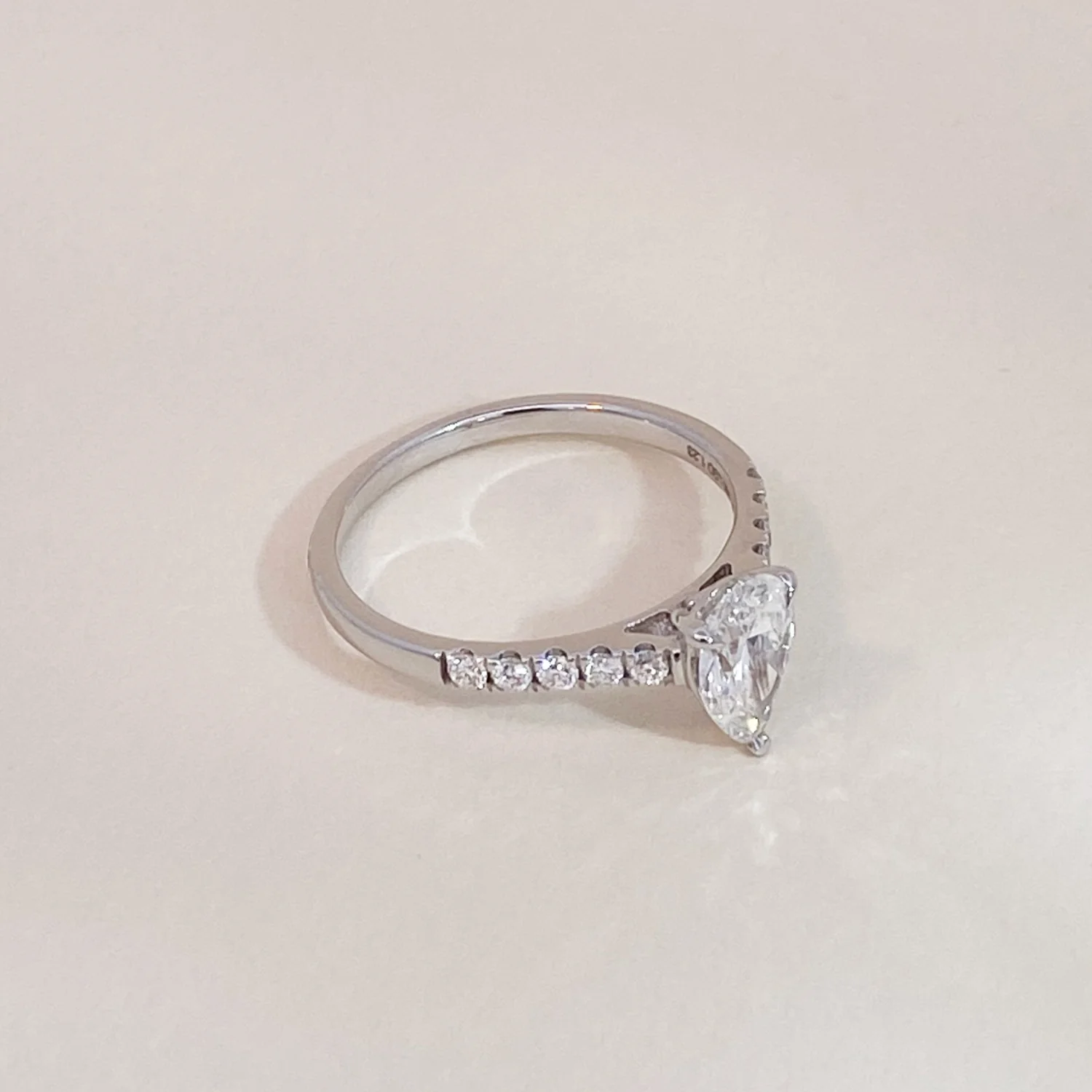 Diamond Drop Ring White Gold - Image 5