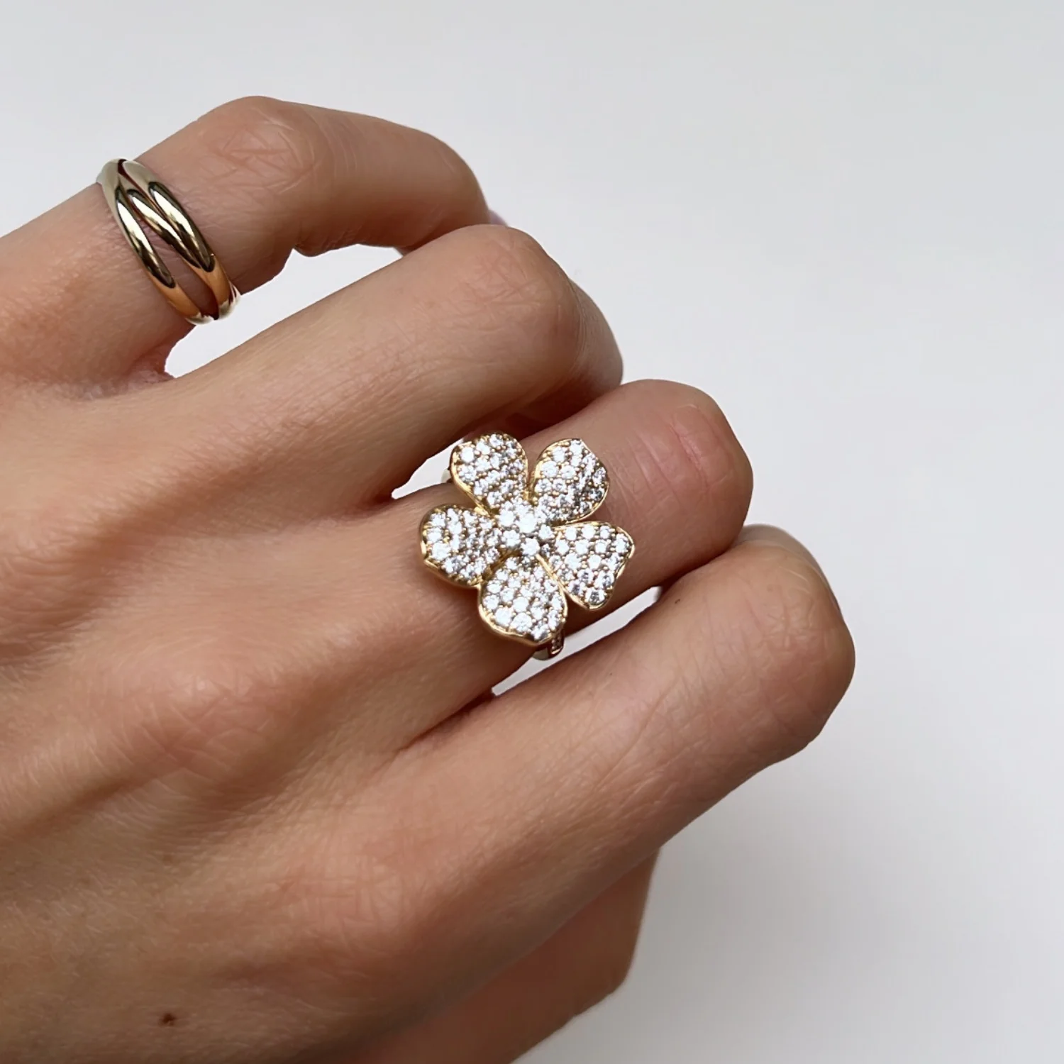 Diamond Flower Statement Ring - Image 4