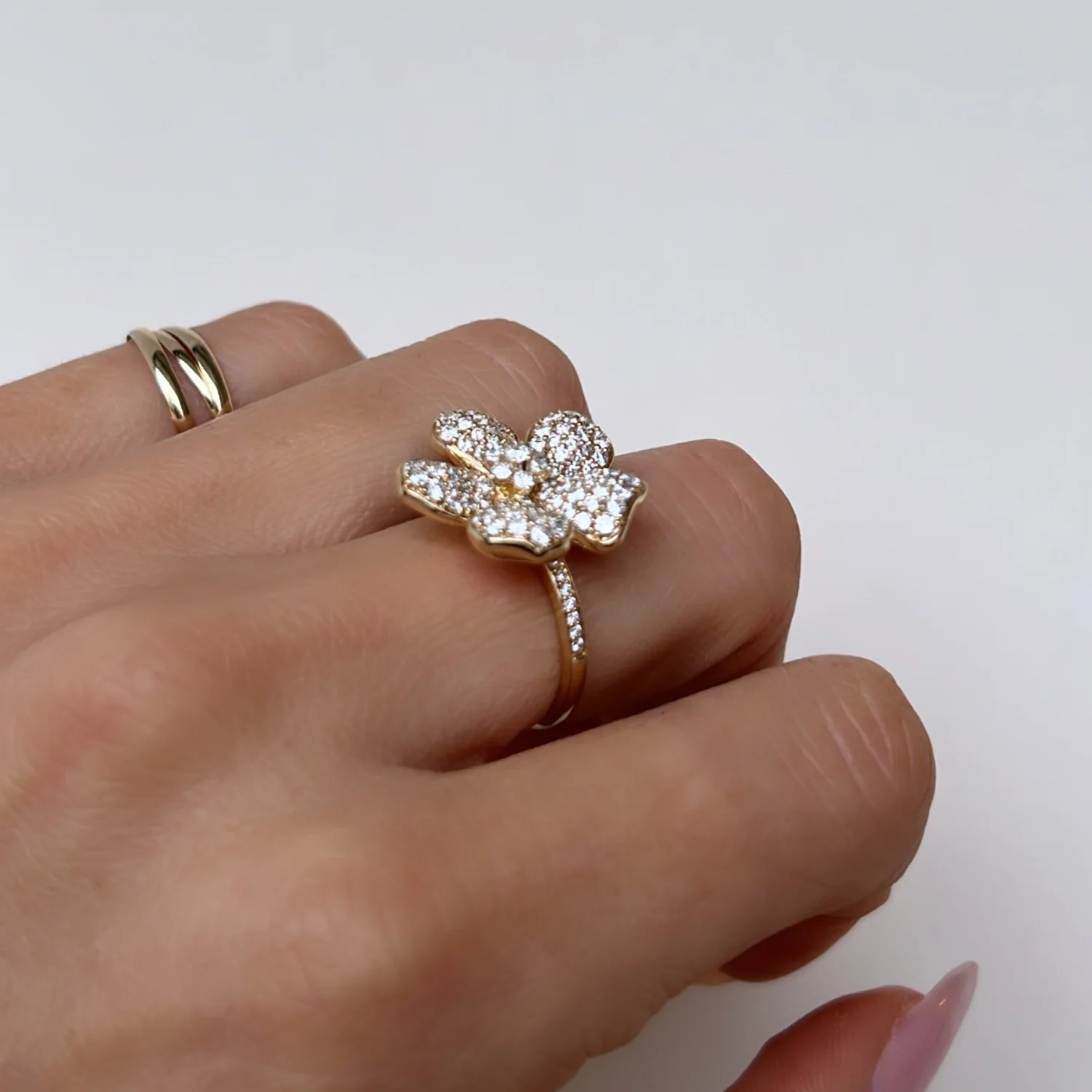 Diamond Flower Statement Ring - Image 6