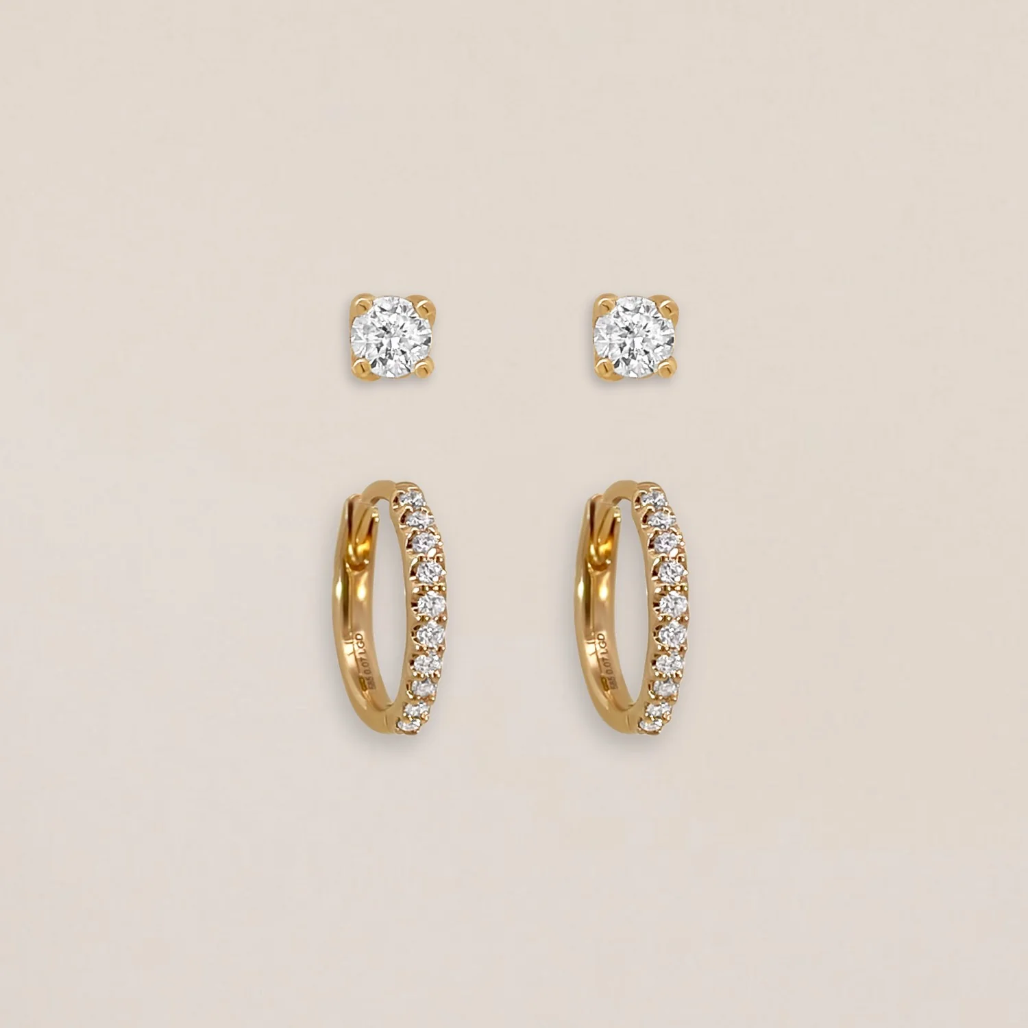 Diamond Hoops & Studs Set