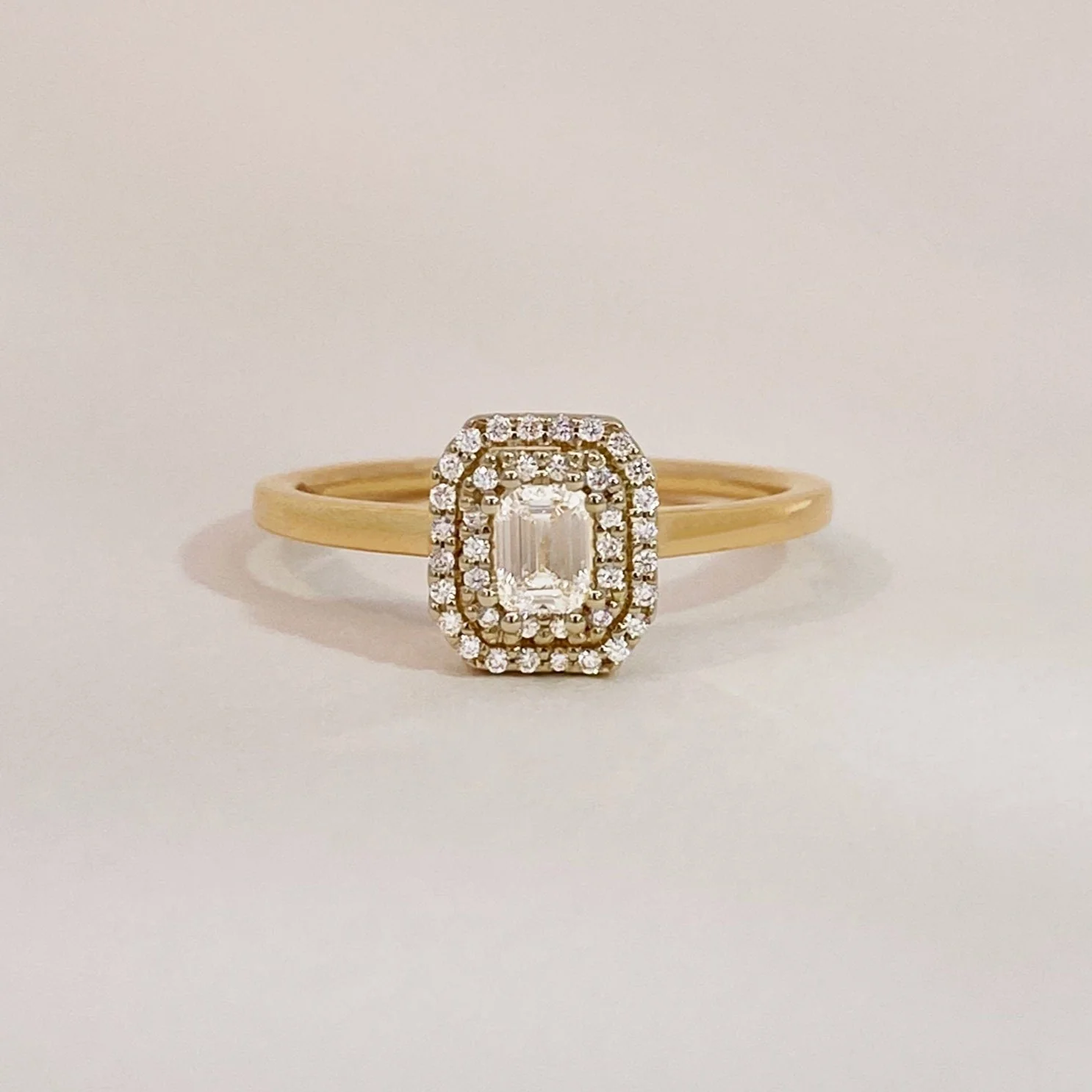 Double Diamond Halo Ring