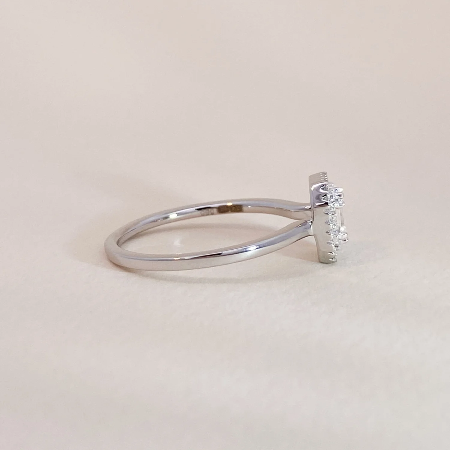 Double Diamond Halo Ring White Gold - Image 2