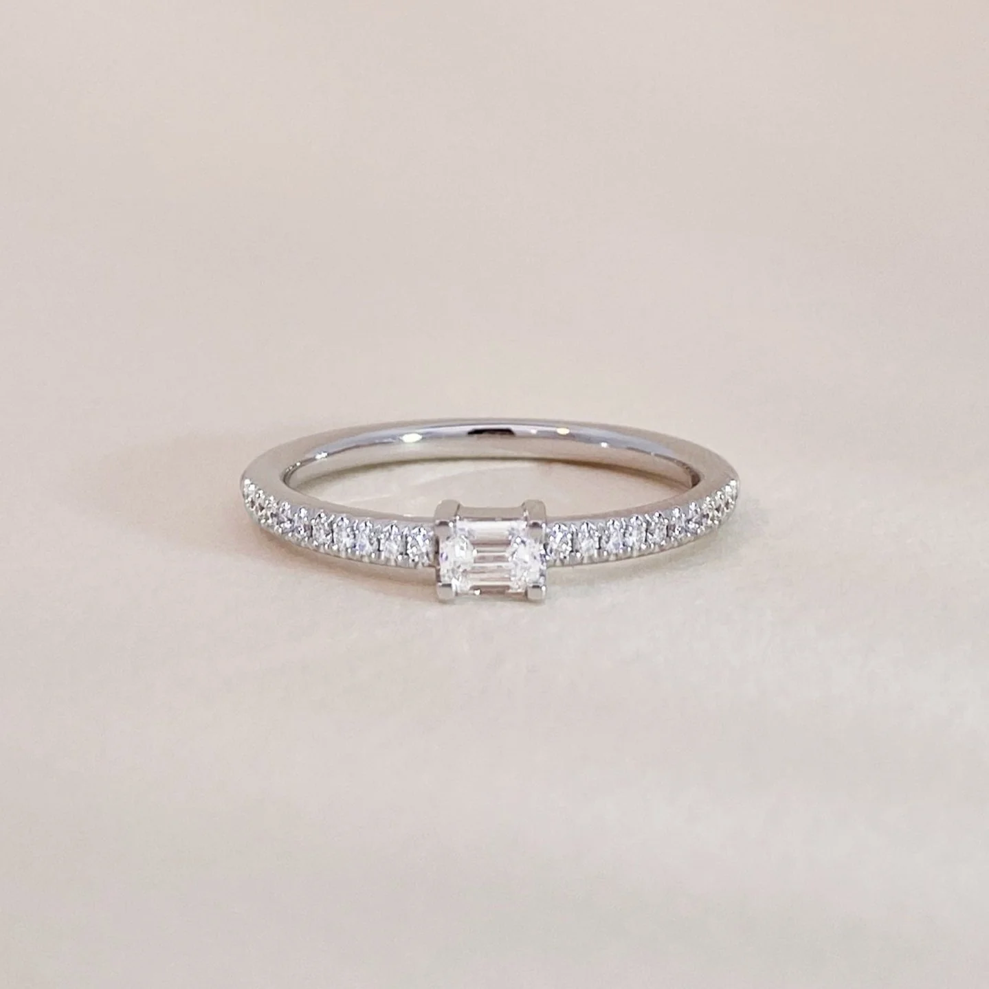 Emerald-Cut Diamonds Ring White Gold