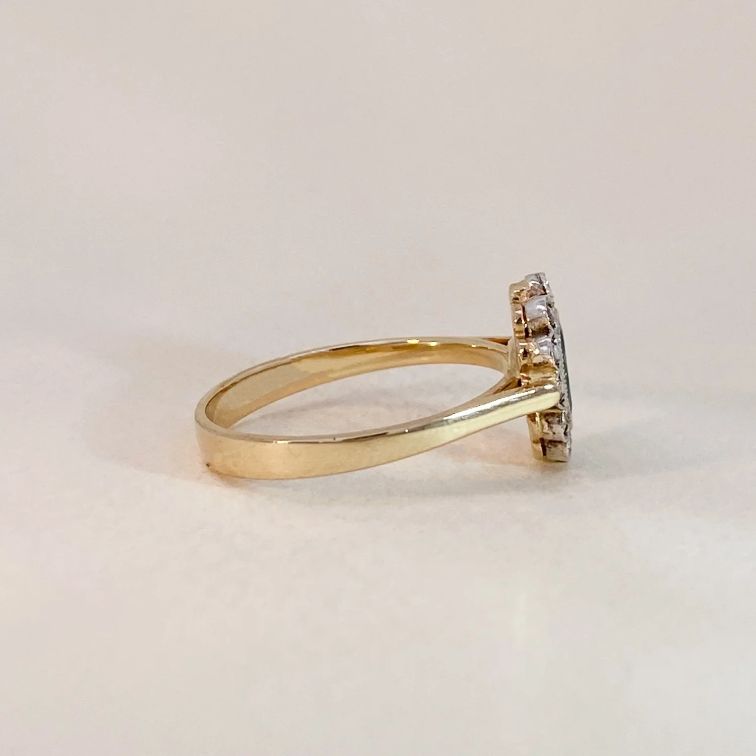 Emerald & Diamond Flower Ring - Image 3