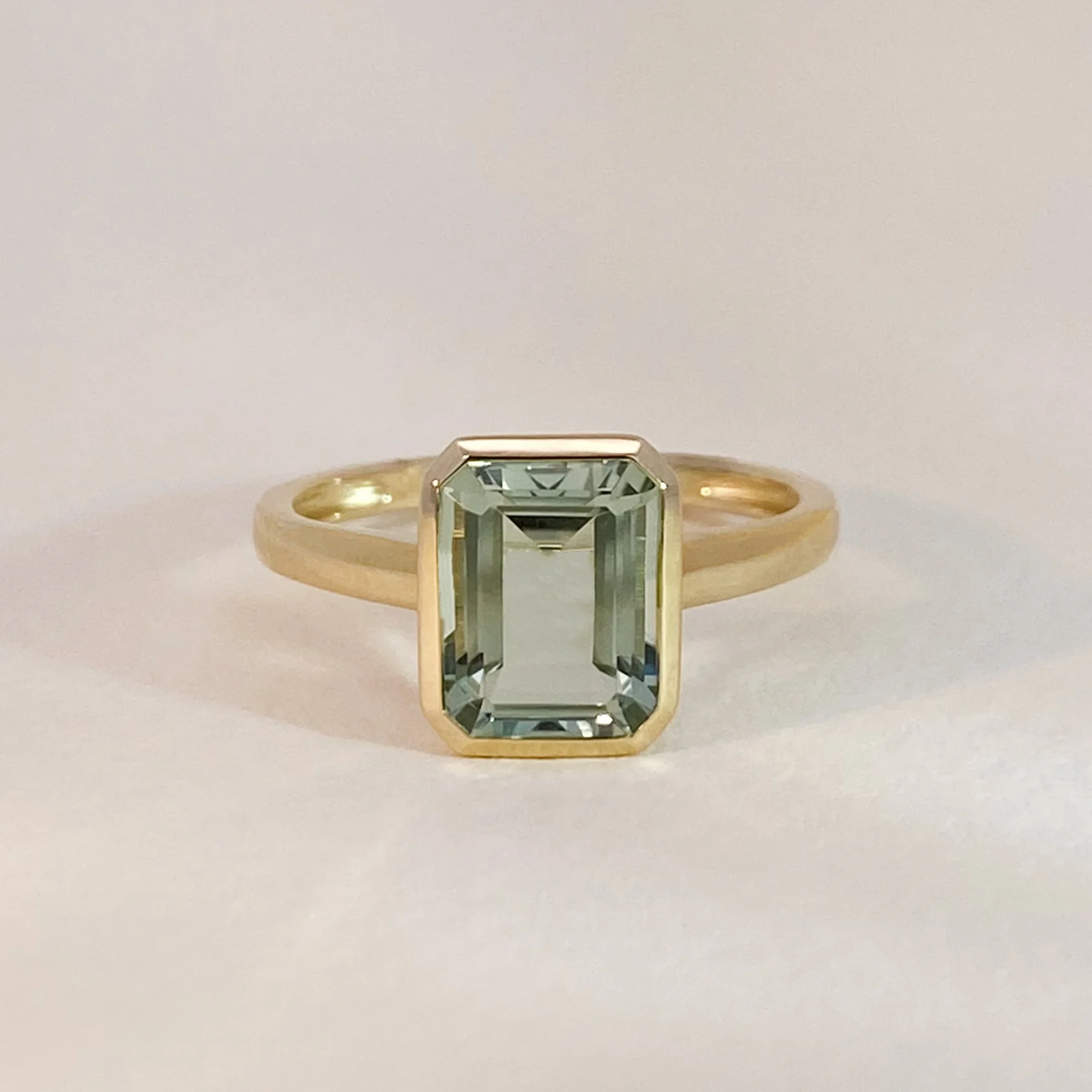 Green Amethyst Bezel Ring