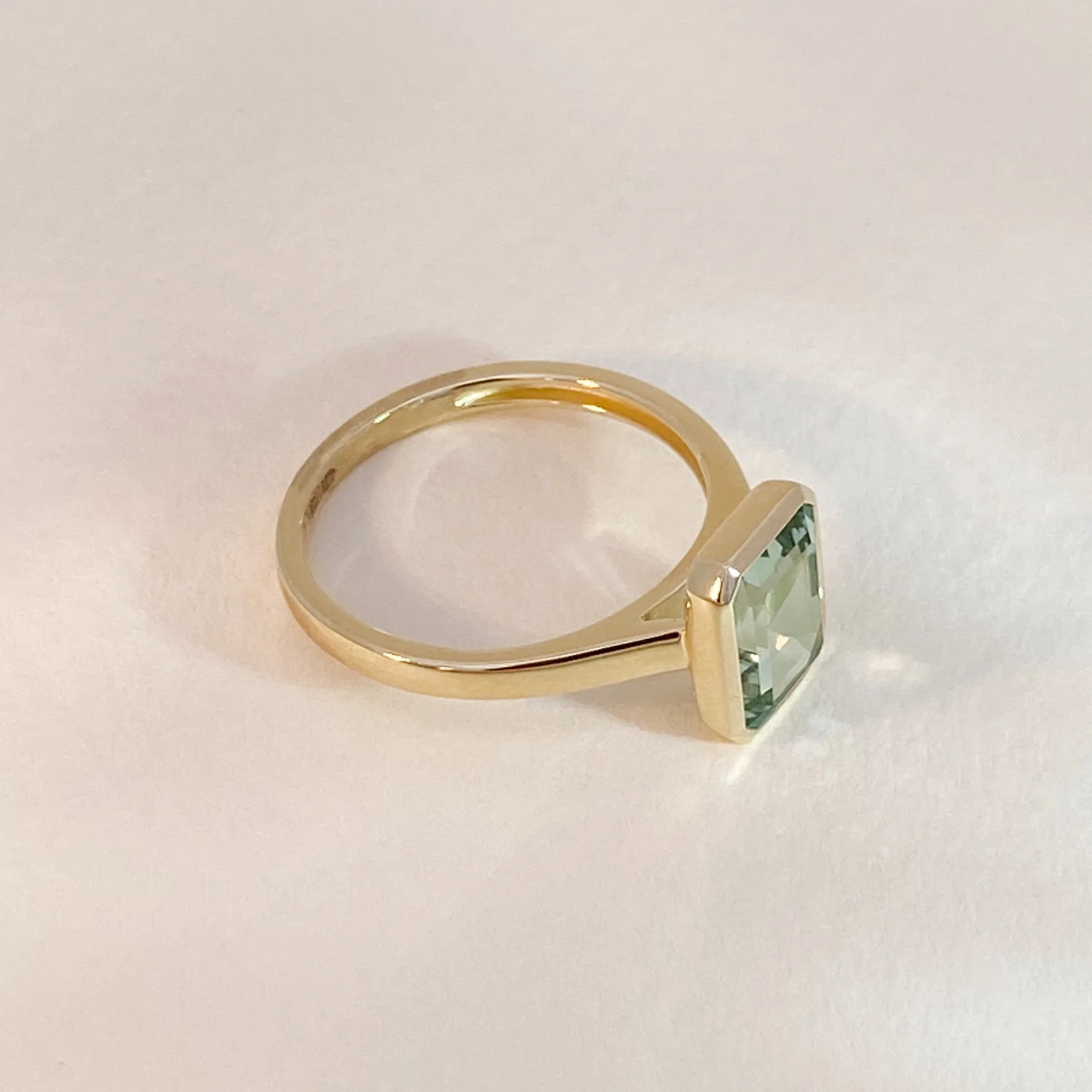 Green Amethyst Bezel Ring - Image 3