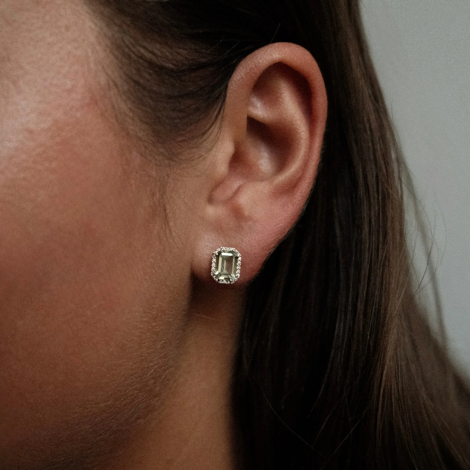 Green Amethyst & Diamonds Studs - Image 2