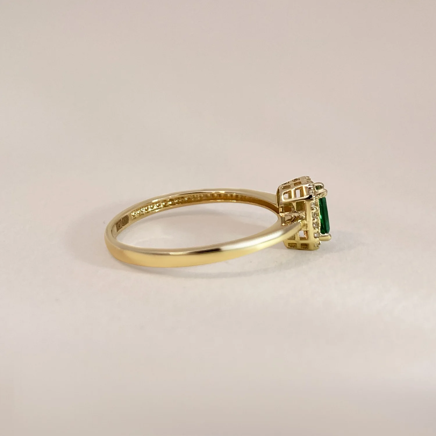 Green Baguette Halo Ring - Image 3