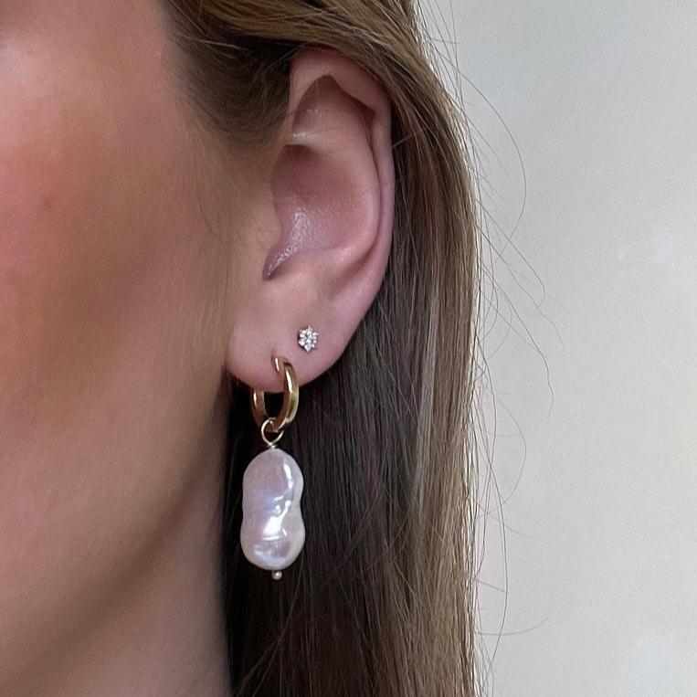 Hoops with Baroque Pearl Pendant - Image 2