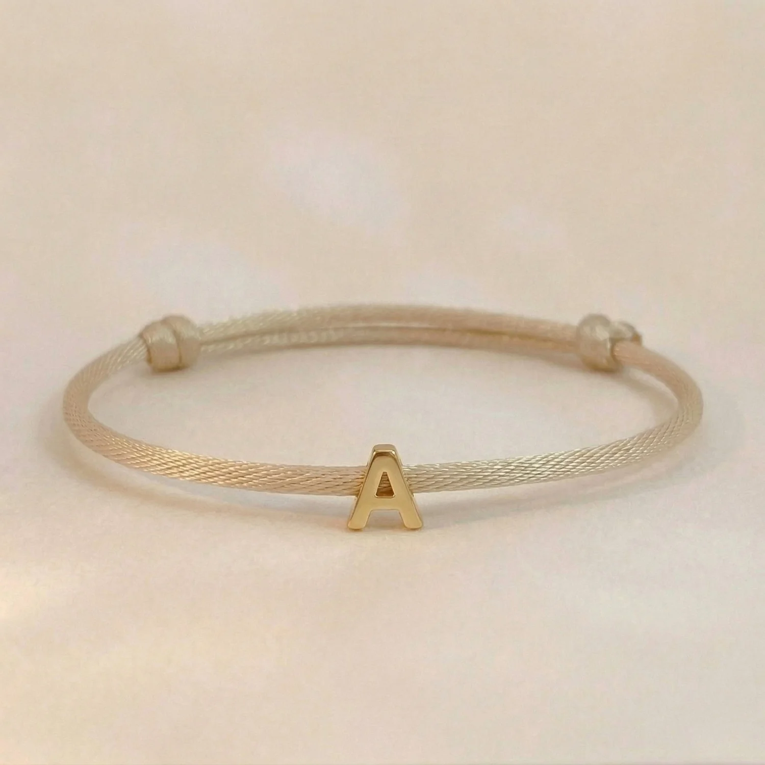 Initial Charm on Satin Bracelet