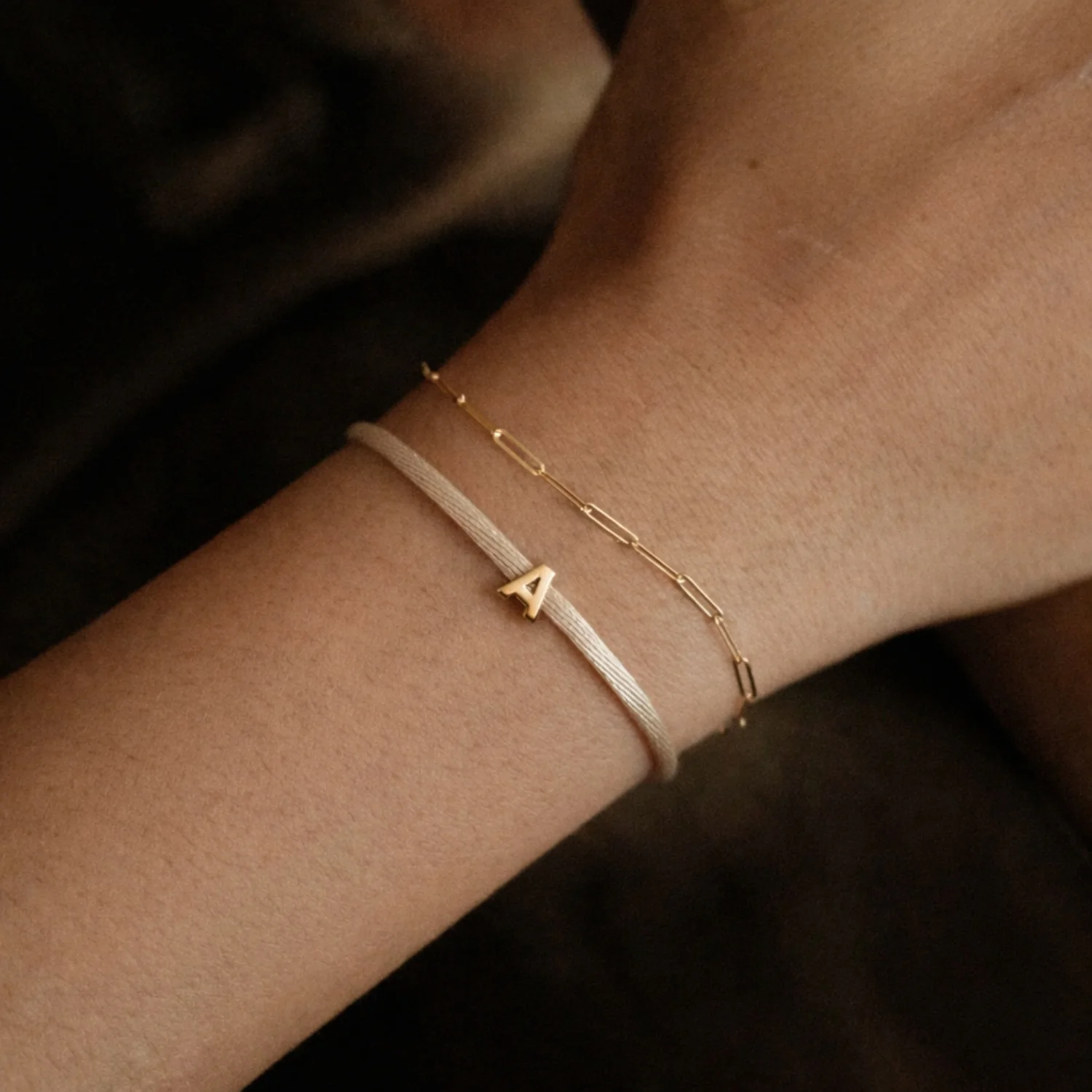 Initial Charm on Satin Bracelet - Image 2