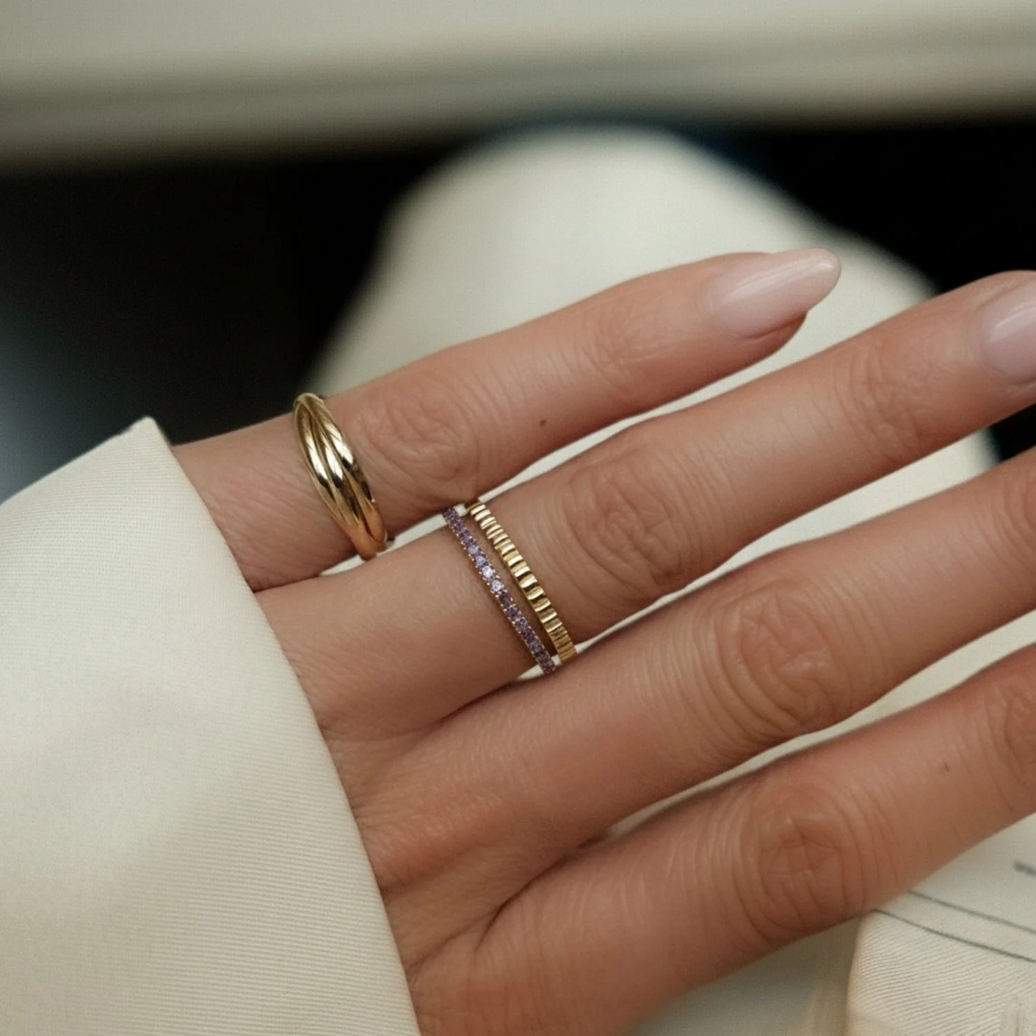Soft Amethyst Row Ring - Image 4
