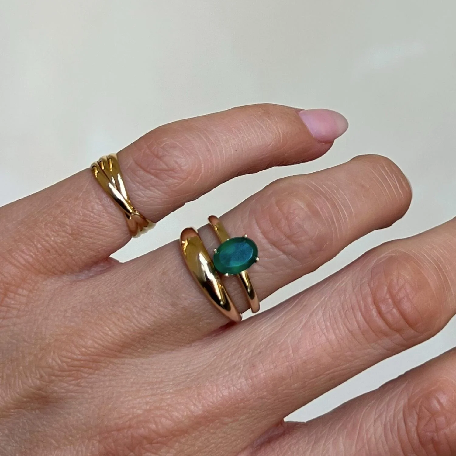 Oval Green Agate Ring - Image 4