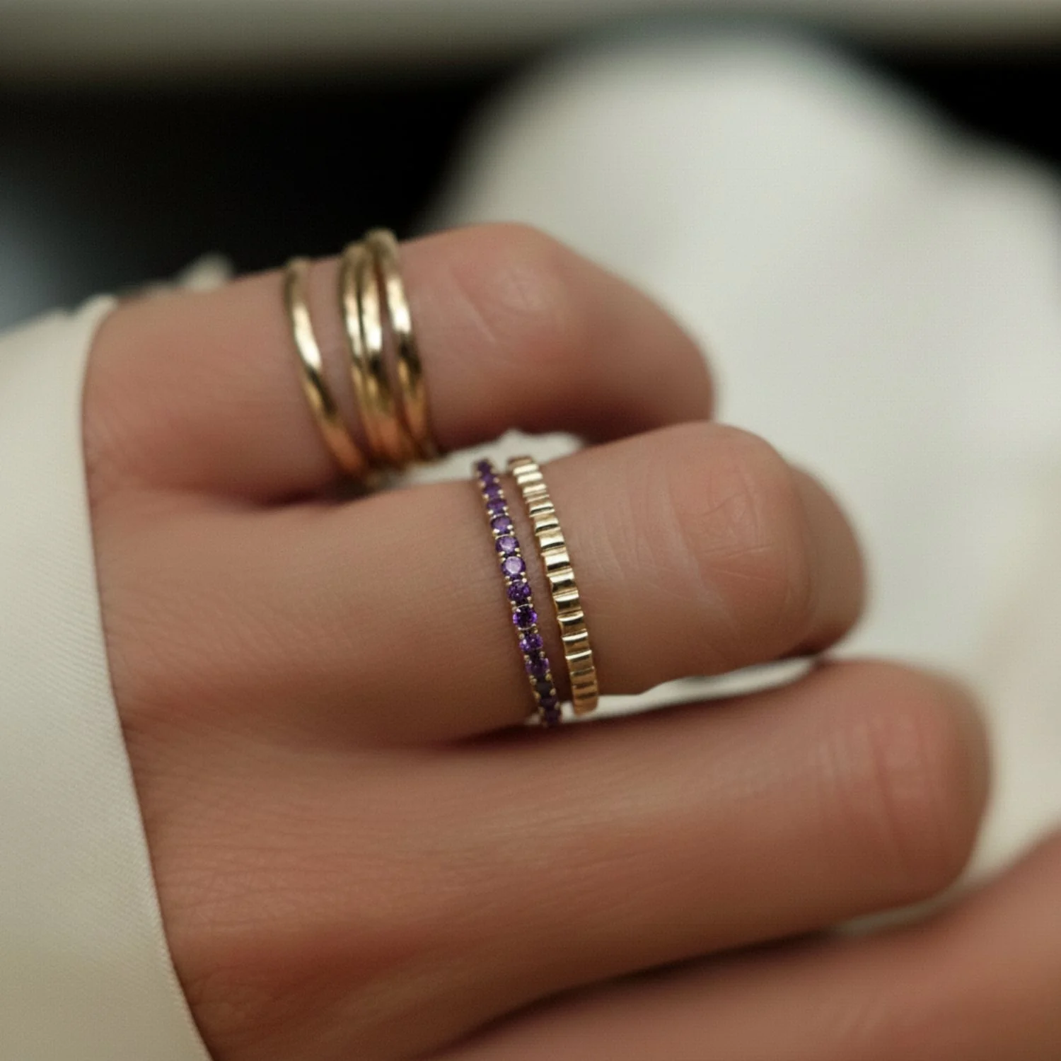 Purple Amethyst Row Ring - Image 2