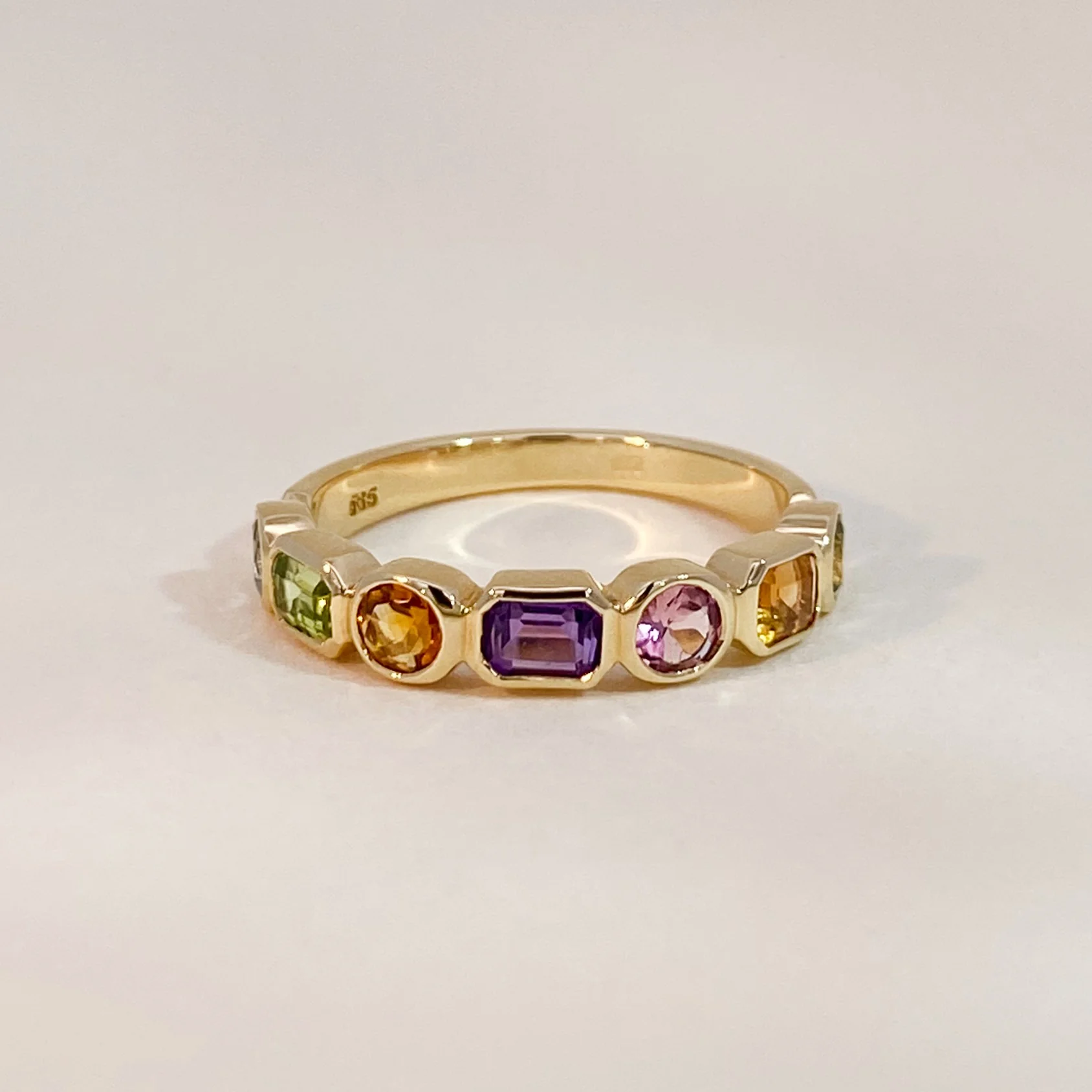 Rainbow Bezel Gemstones Ring