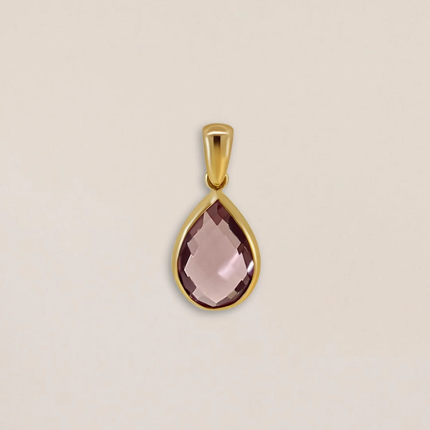 Rhodolite Quartz Drop Pendant