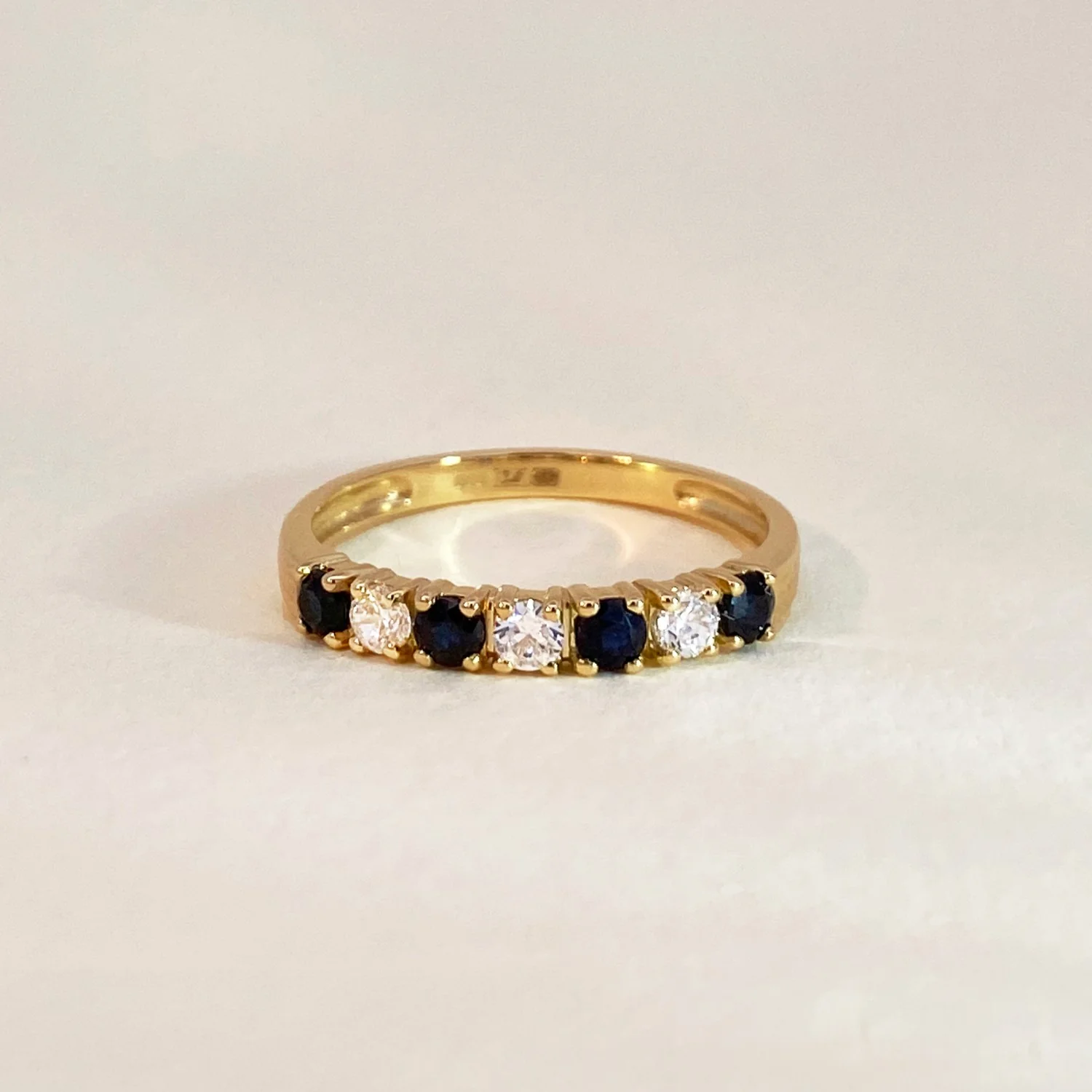 Sapphire & Crystal Row Ring