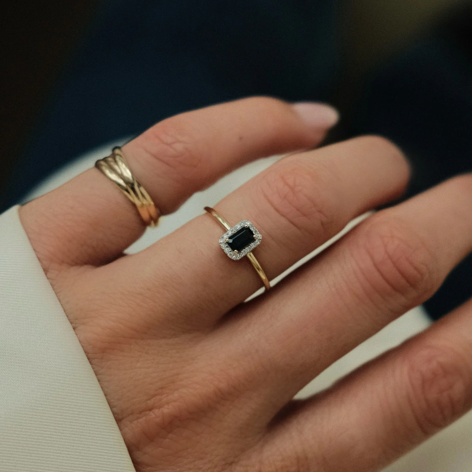 Sapphire & Diamond Halo Ring - Image 2