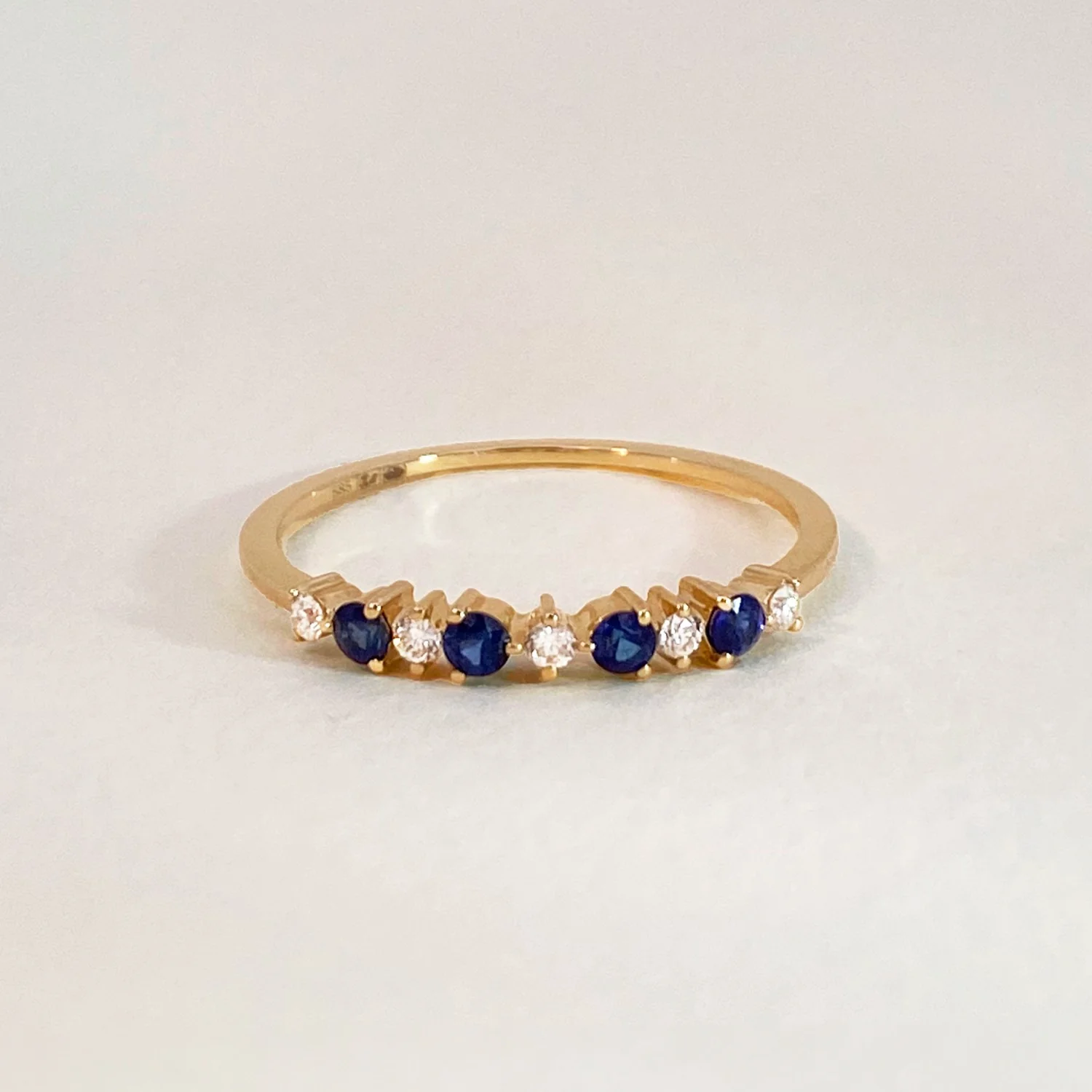 Sapphire & Diamond Row Ring