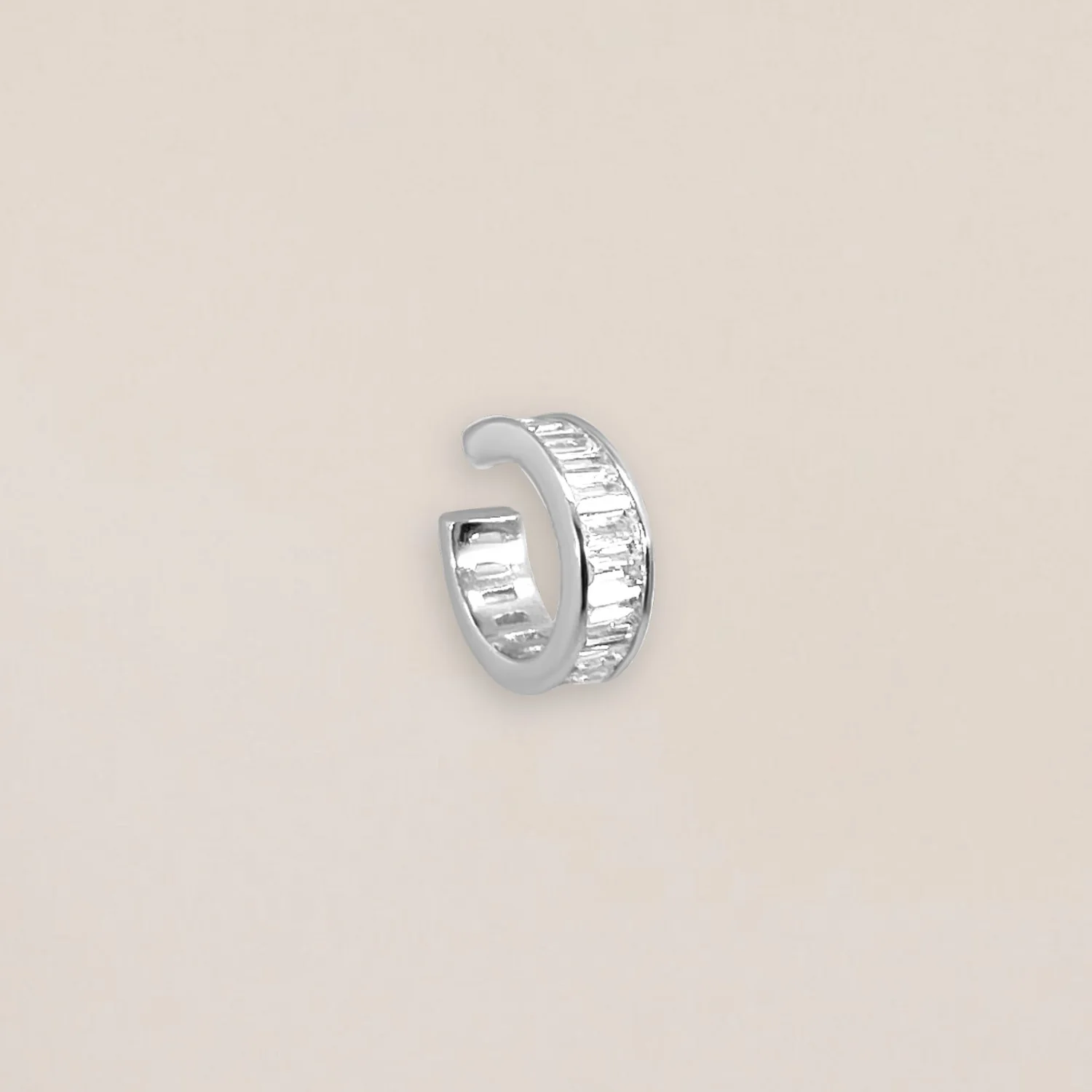 Silver Baguette Bezel Ear Cuff