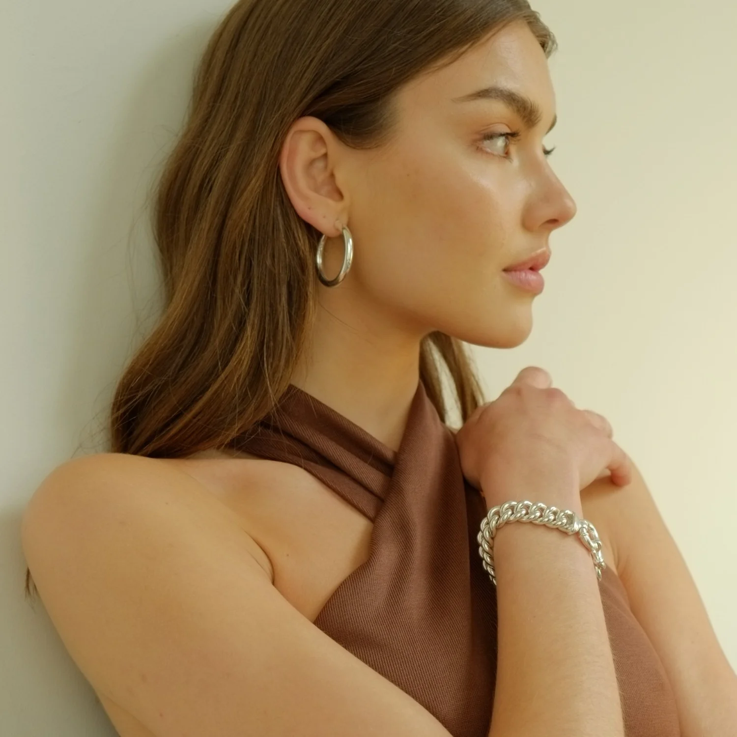 Silver Bold Hoops Large - Image 3