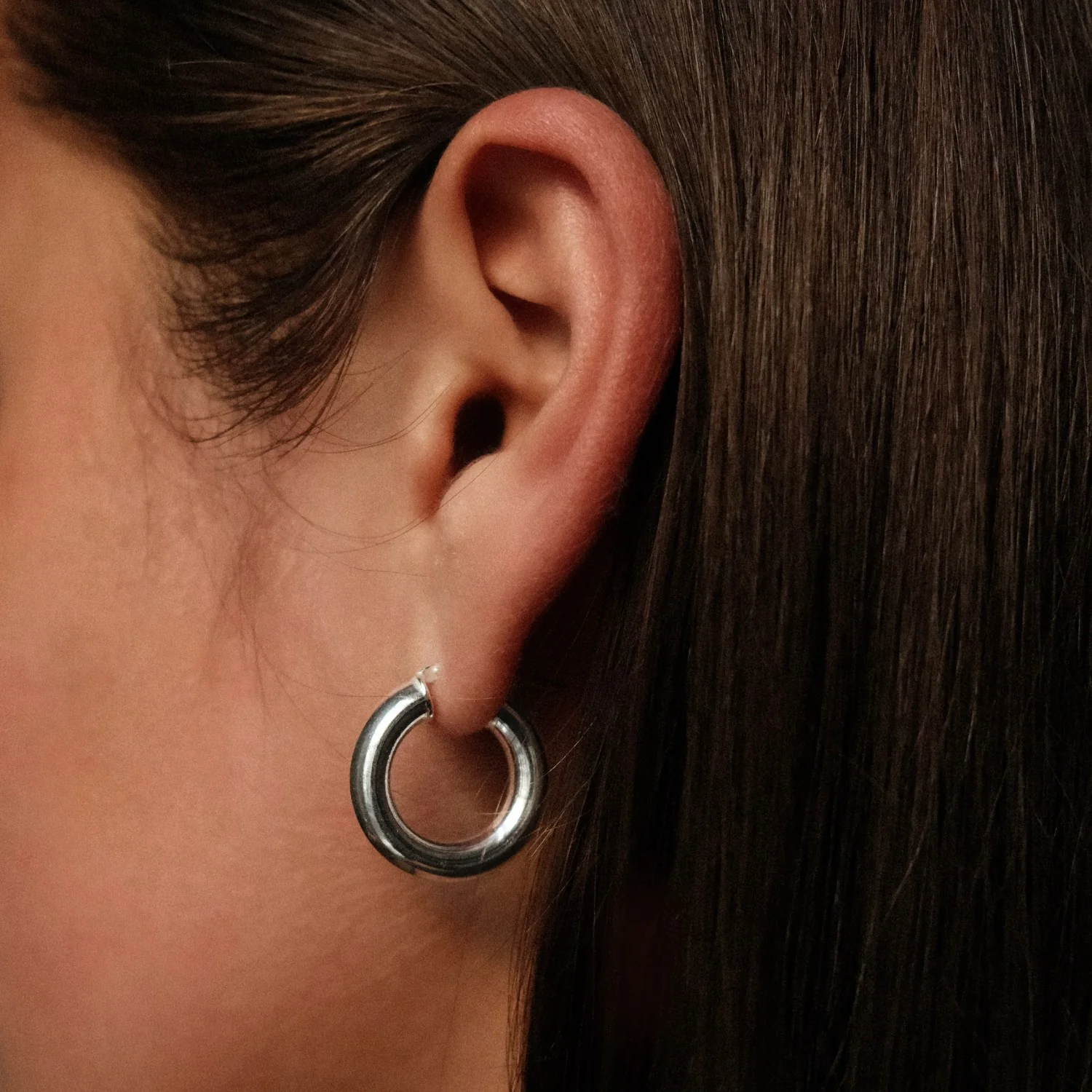 Silver Bold Hoops - Image 3
