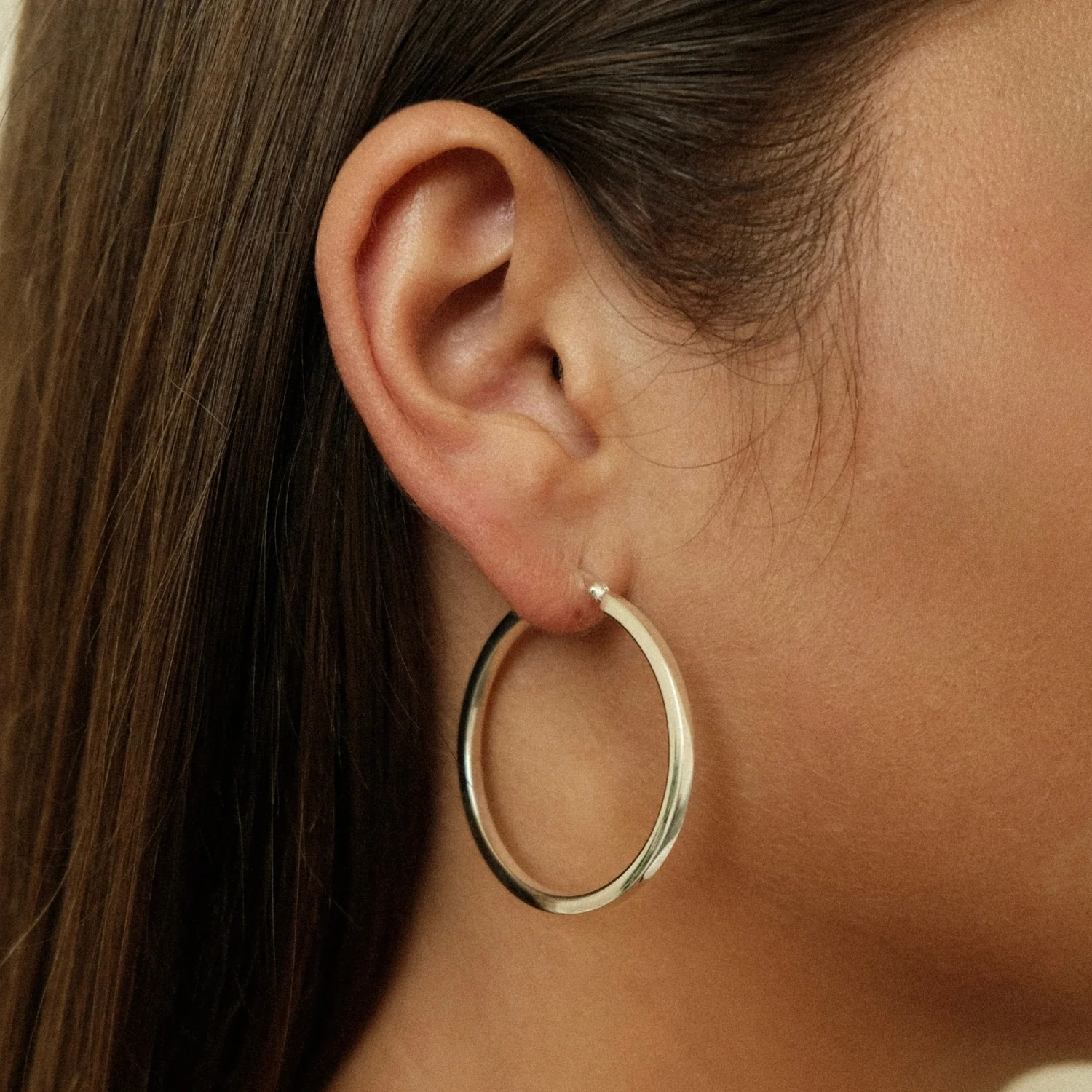 Silver Chunky Hoops Large - Image 2