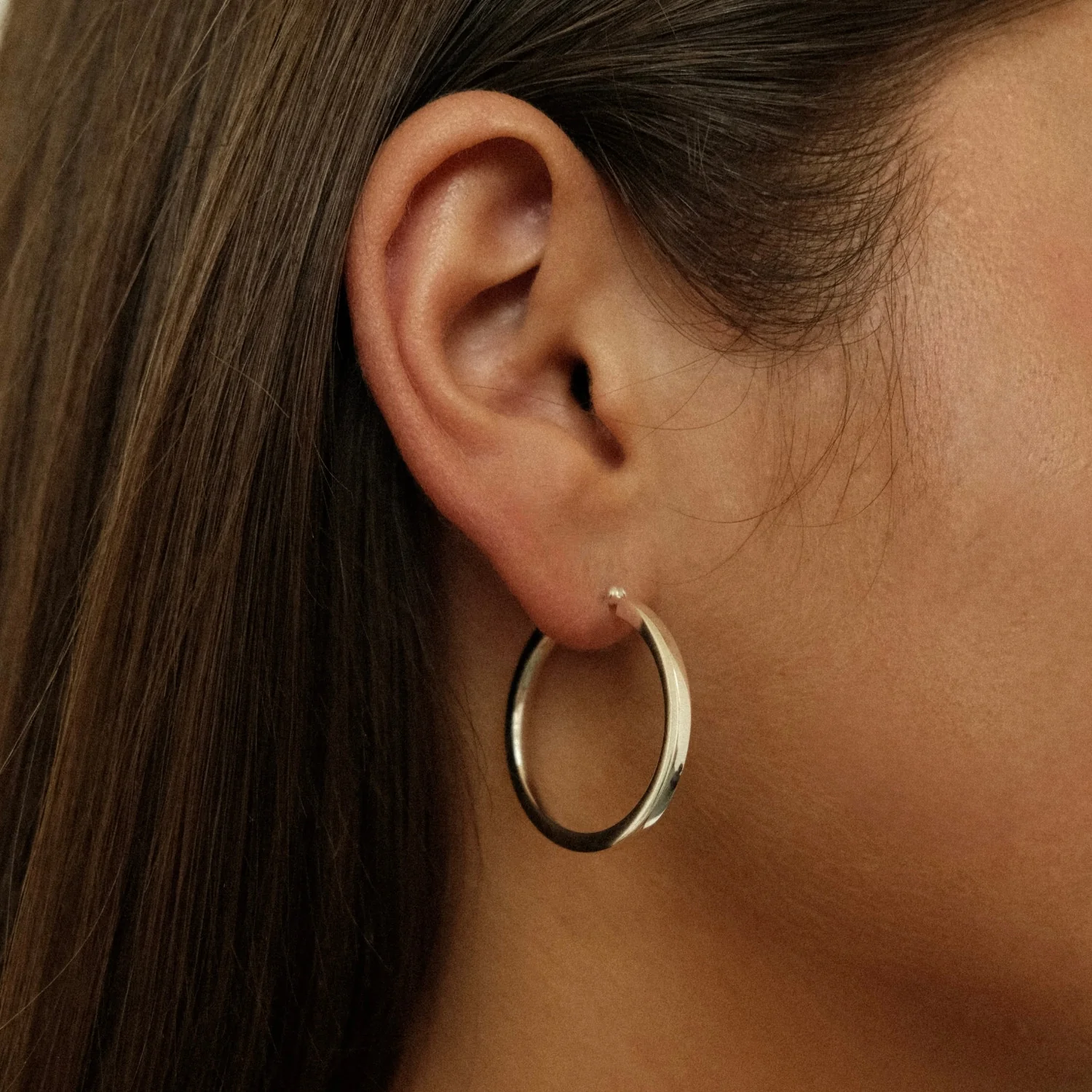 Silver Chunky Hoops Medium - Image 4