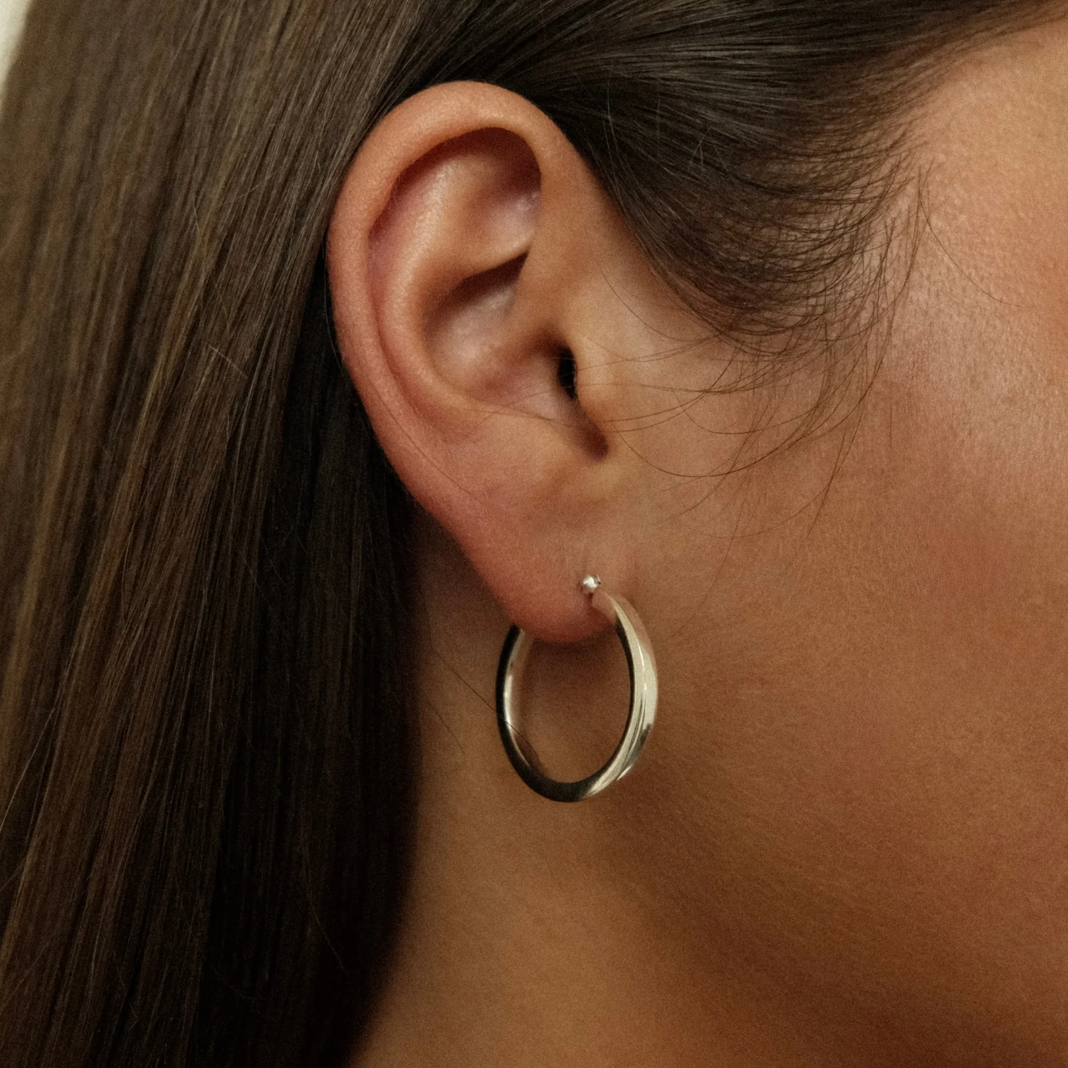 Silver Chunky Hoops Small - Image 2