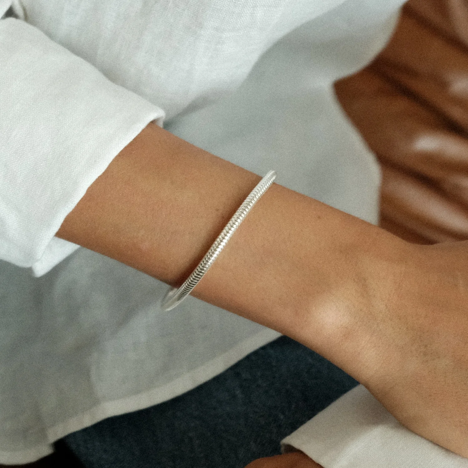 Silver Chunky Snake Bracelet - Image 2