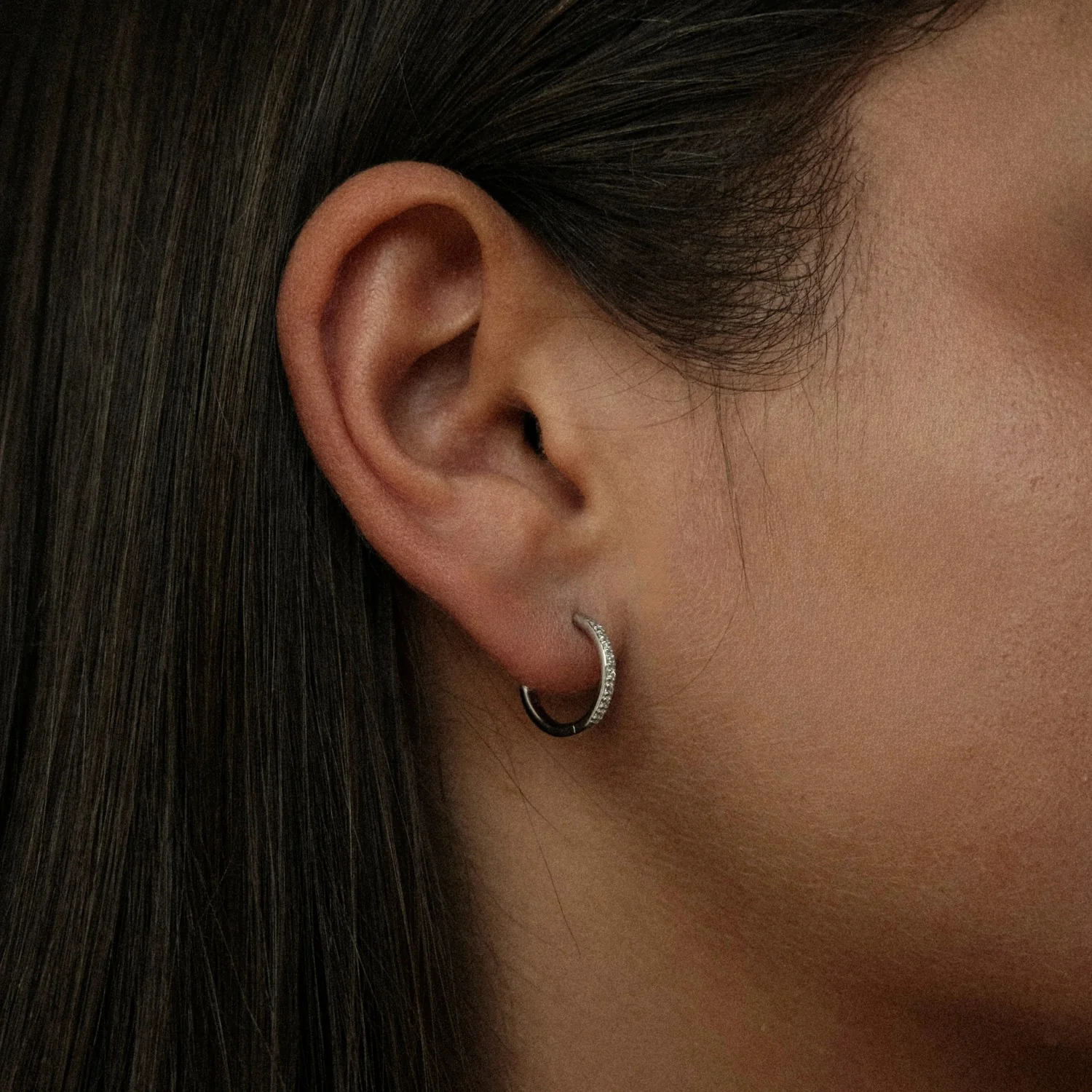 Silver Crystal Hoops - Image 3