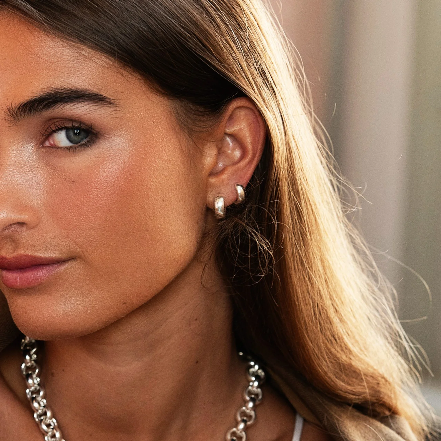 Silver Hoops Medium - Image 6