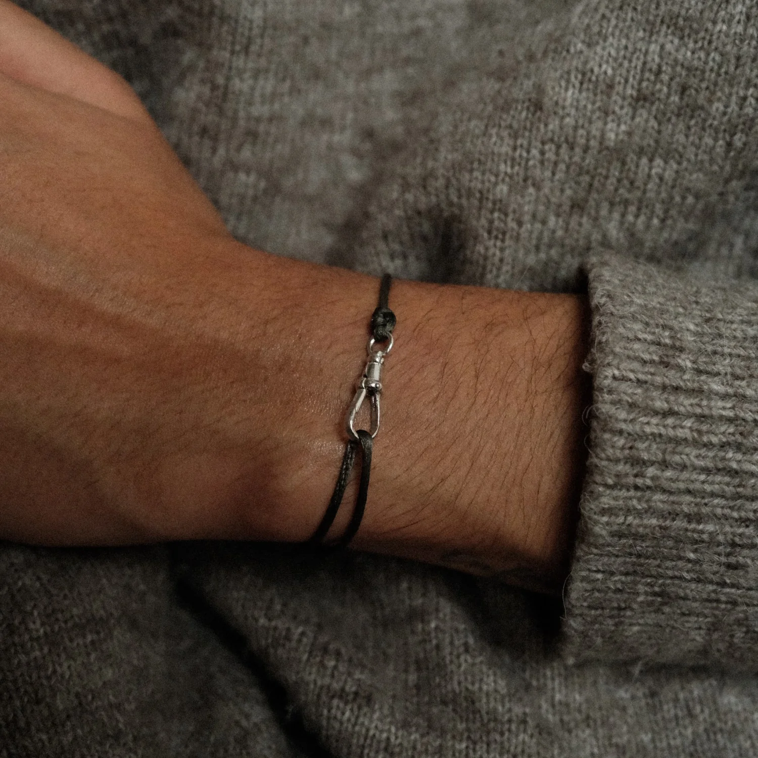 Silver Large Lock Satin Bracelet - Image 2