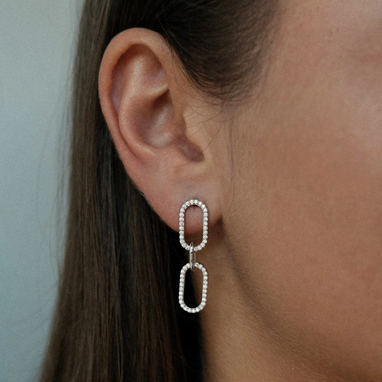 Silver Paperclip Spark Earrings - Image 2