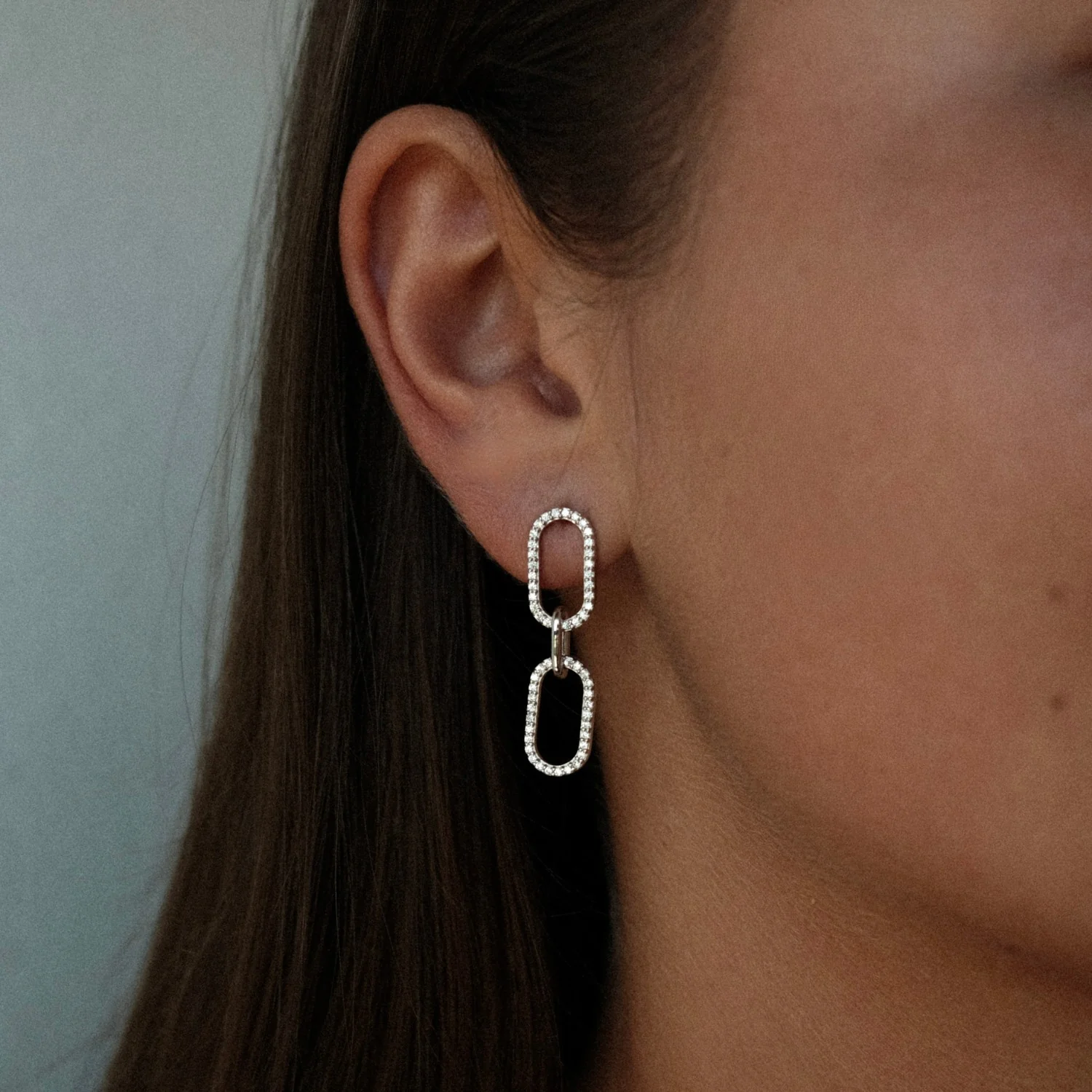 Silver Paperclip Spark Earrings - Image 3